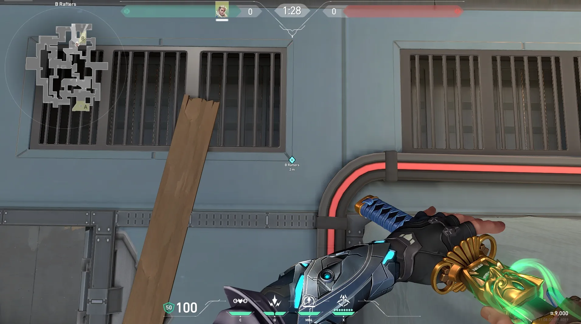 Sova Recon Bolt on Split Defense Site B — step 2 of 5: Aim — line up the shot