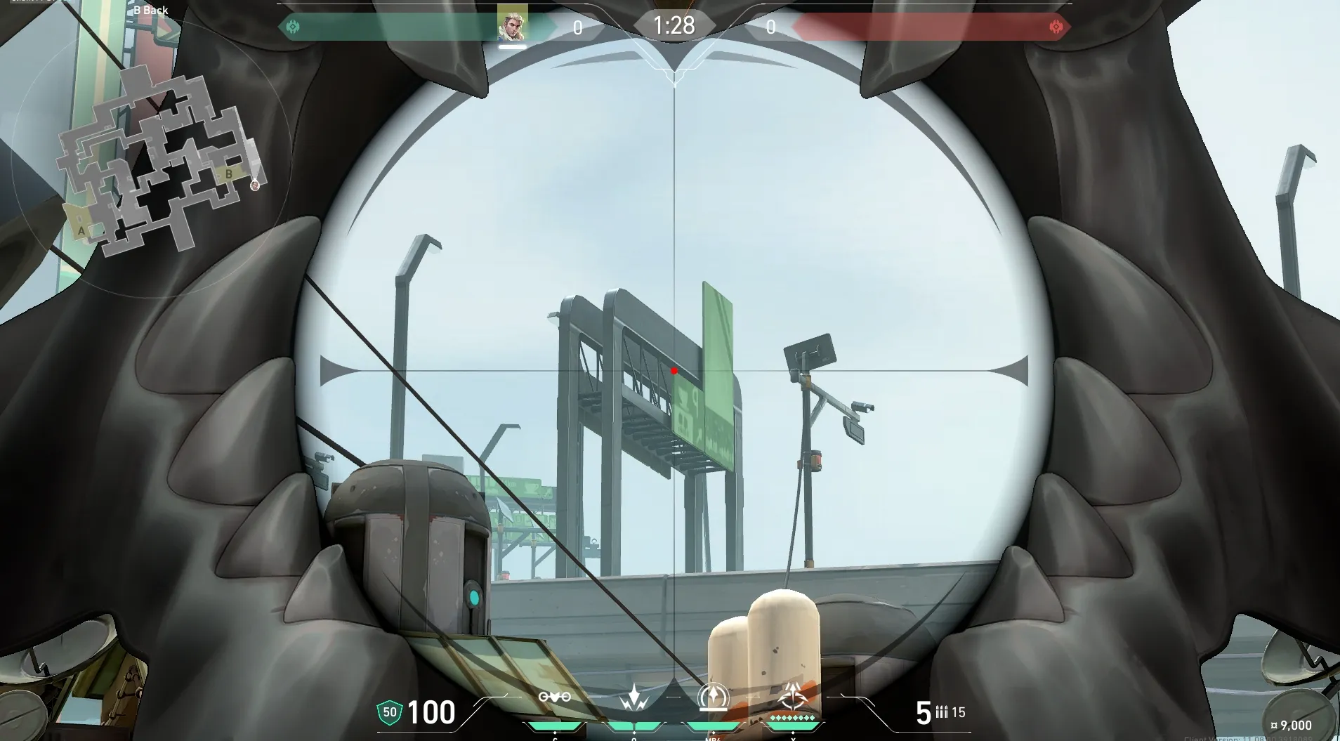 Sova Recon Bolt on Split Defense Mid — step 3 of 4: Aim — line up the shot