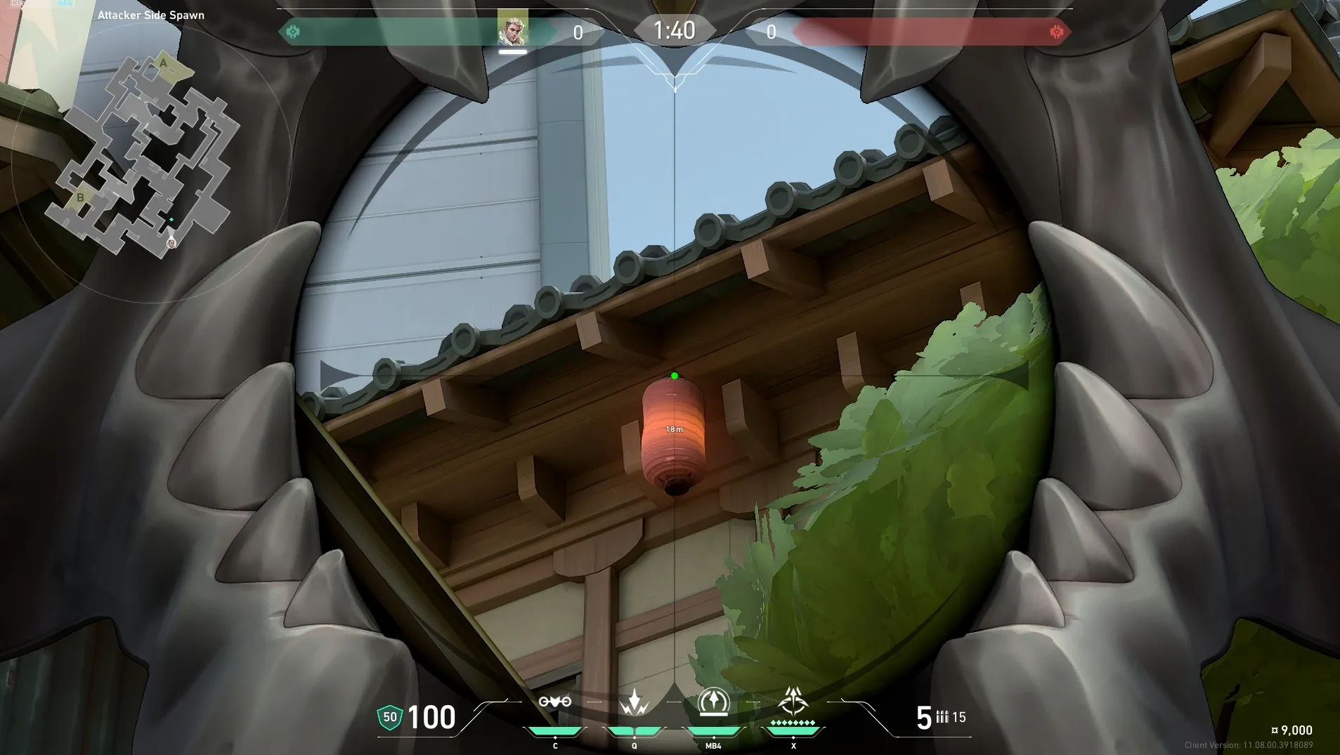 Sova Recon Bolt on Split Attack Site B — step 3 of 5: Aim — line up the shot