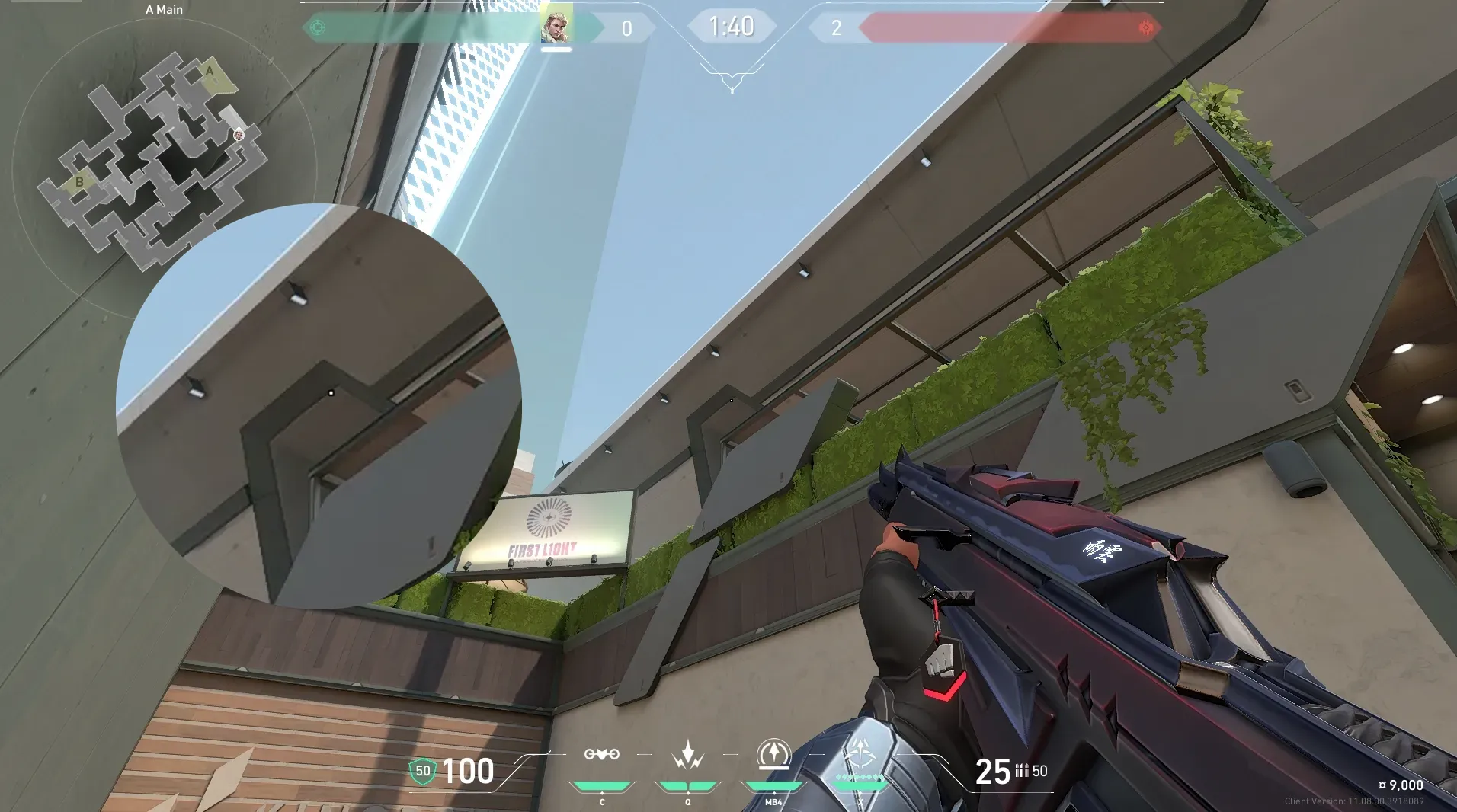 Sova Recon Bolt on Split Attack Site A — step 2 of 5: Aim — line up the shot