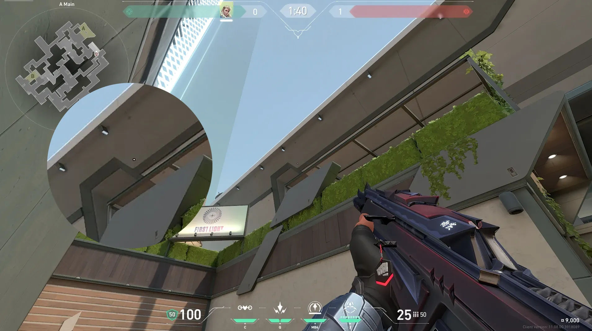 Sova Recon Bolt on Split Attack Site A — step 2 of 5: Aim — line up the shot