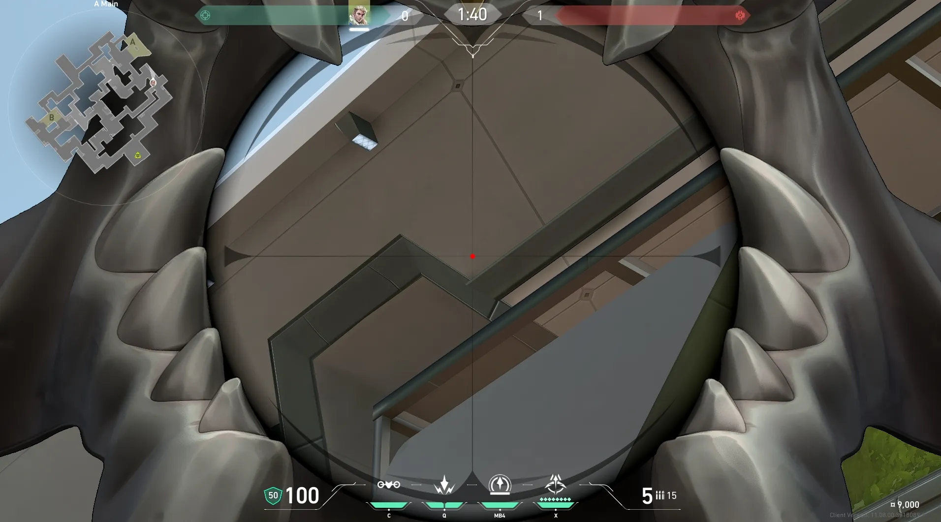 Sova Recon Bolt on Split Attack Site A — step 3 of 5: Aim — line up the shot