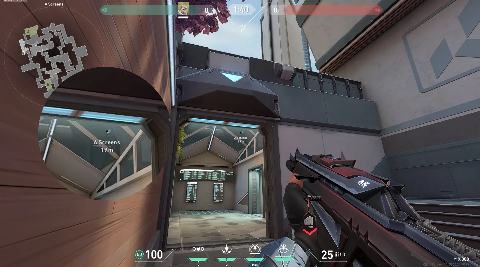 Sova Recon Bolt on Split Defense Site A — step 2 of 5: Aim — line up the shot