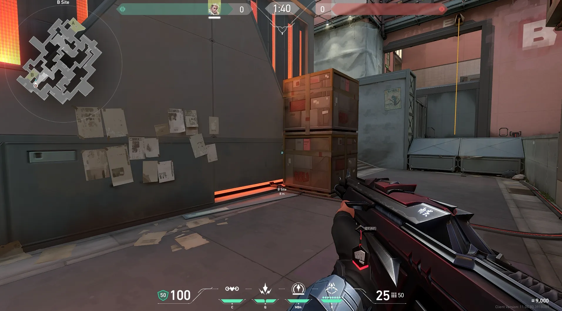 Sova Recon Bolt on Split Defense Site B — step 1 of 5: Position — where to stand