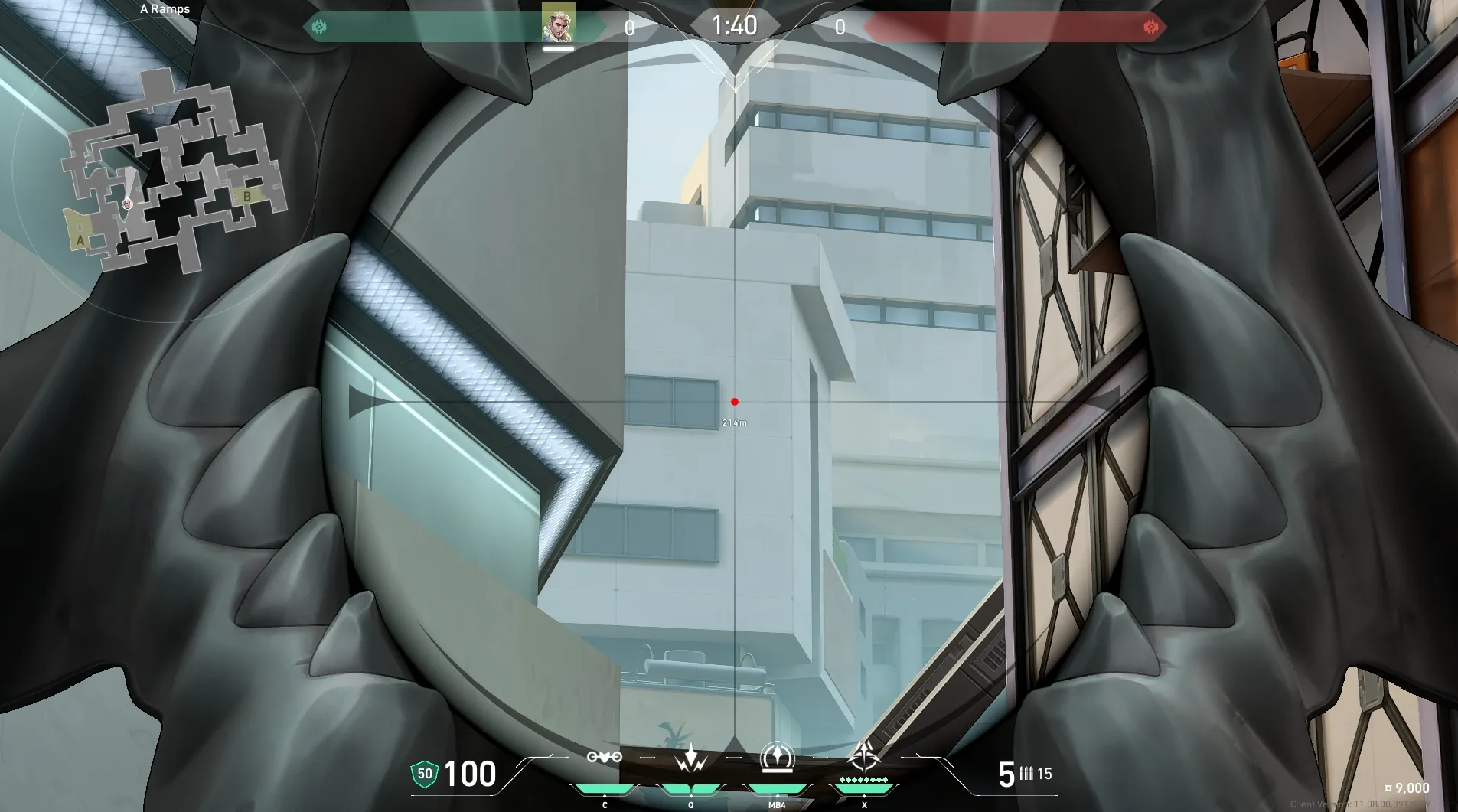 Sova Recon Bolt on Split Attack Site B — step 3 of 4: Aim — line up the shot