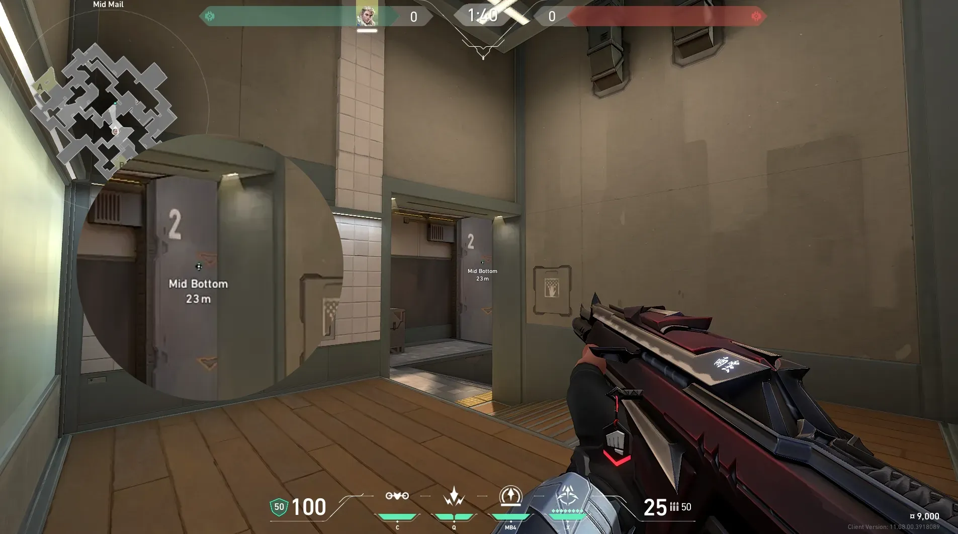 Sova Recon Bolt on Split Defense Mid — step 2 of 4: Aim — line up the shot