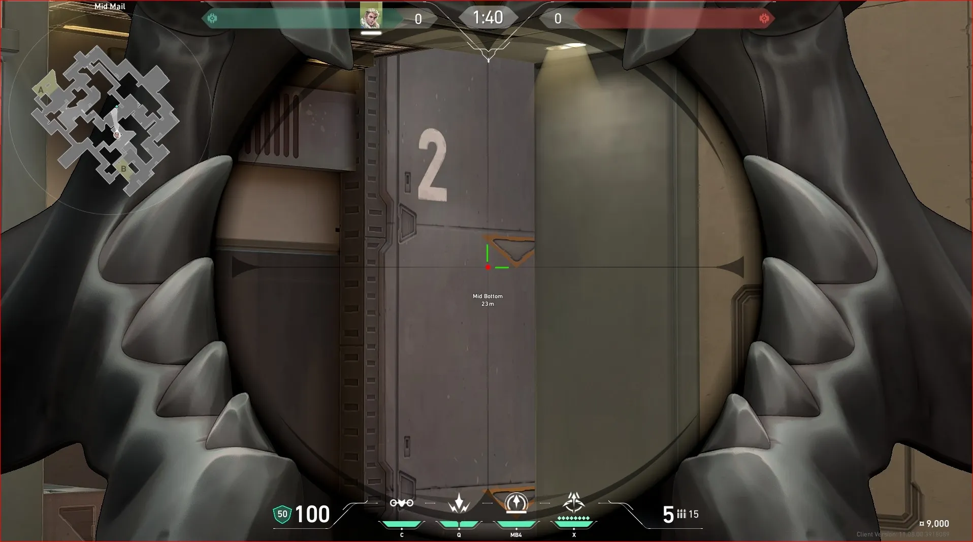 Sova Recon Bolt on Split Defense Mid — step 3 of 4: Aim — line up the shot