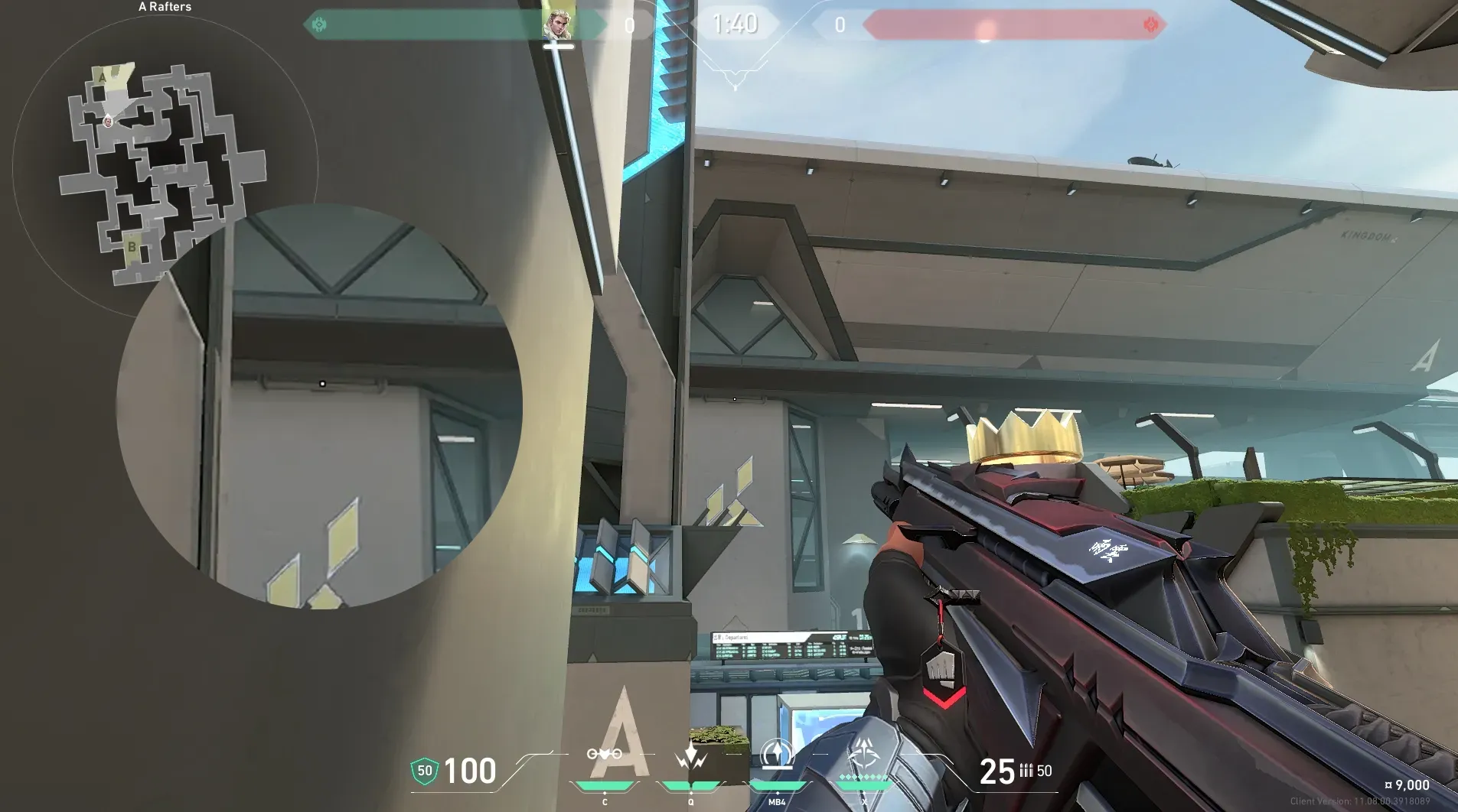 Sova Recon Bolt on Split Defense Mid — step 2 of 5: Aim — line up the shot