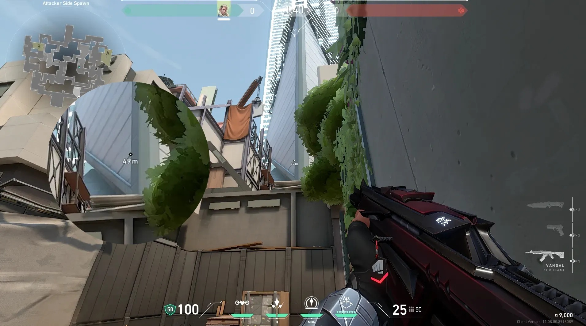 Sova Recon Bolt on Split Attack Site A — step 2 of 4: Aim — line up the shot