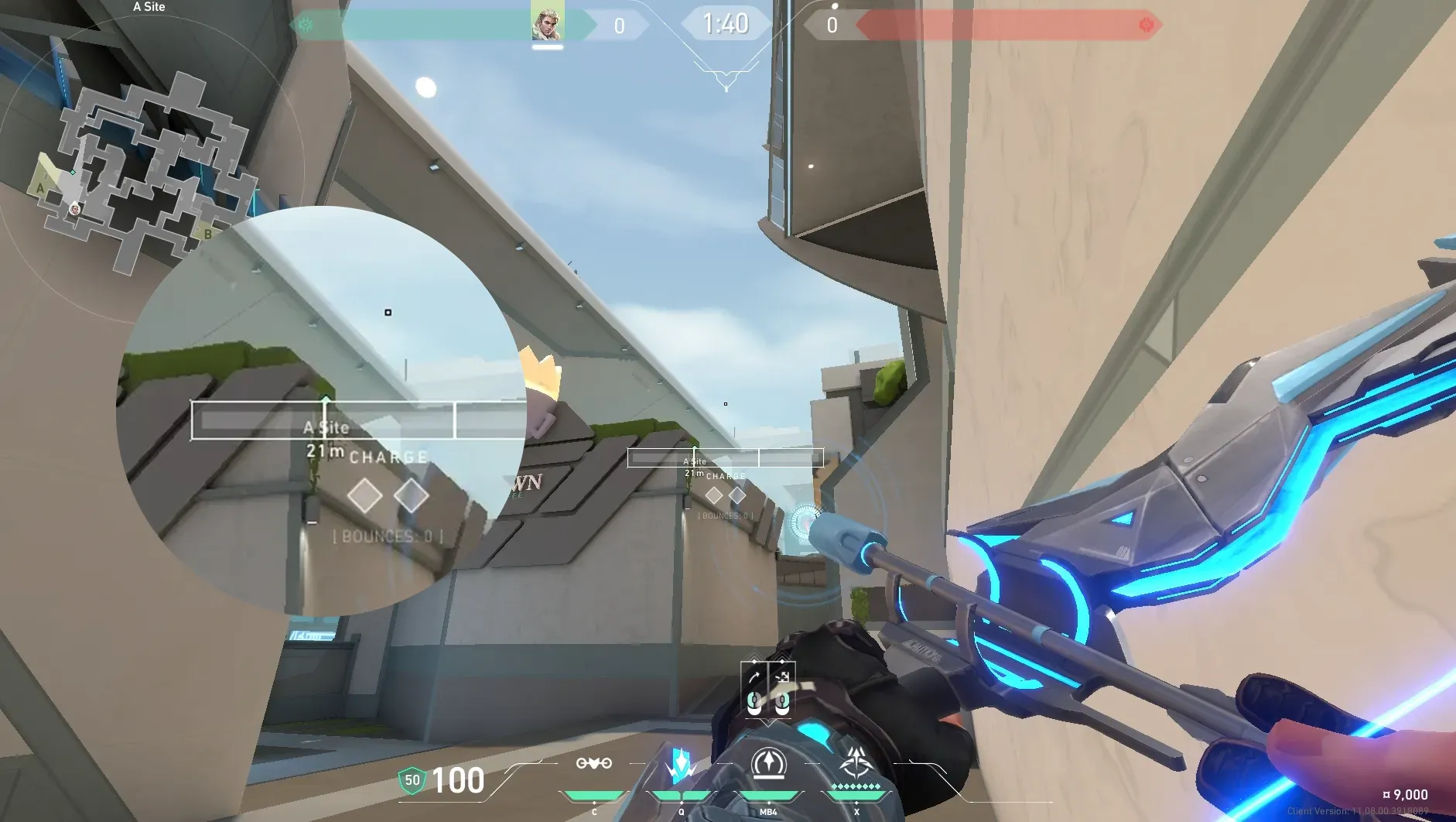 Sova Recon Bolt on Split Defense Site A — step 4 of 5: Aim — line up the shot