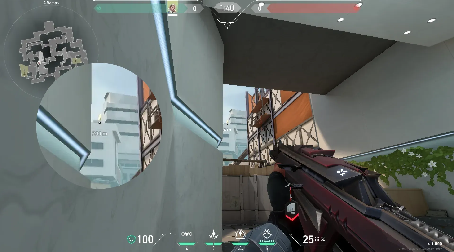 Sova Recon Bolt on Split Attack Mid — step 2 of 4: Aim — line up the shot