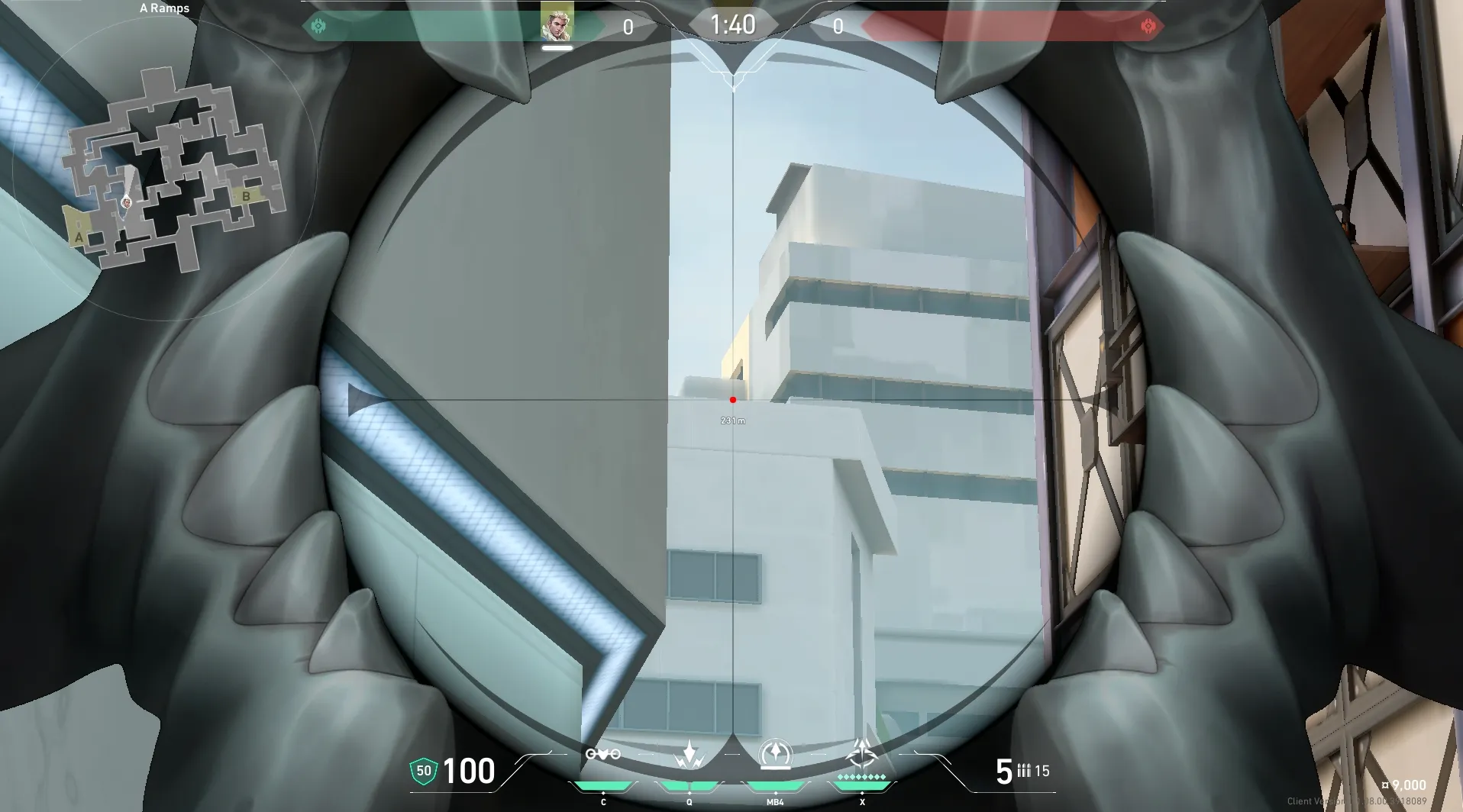 Sova Recon Bolt on Split Attack Mid — step 3 of 4: Aim — line up the shot