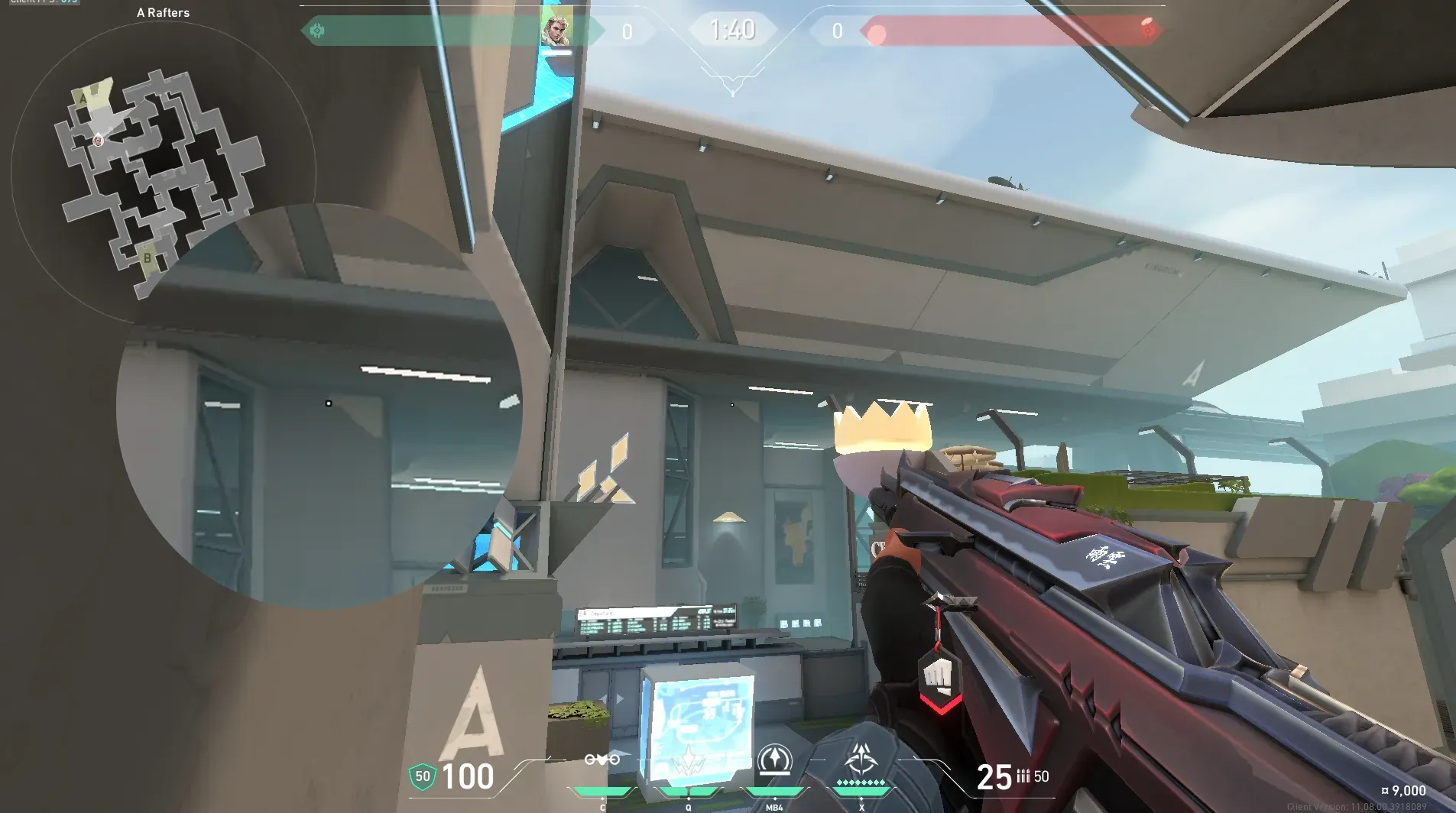 Sova Recon Bolt on Split Defense Mid — step 2 of 5: Aim — line up the shot