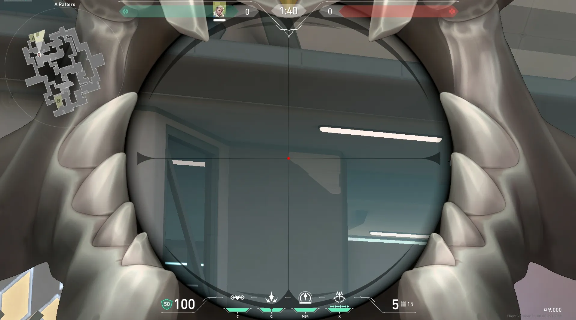 Sova Recon Bolt on Split Defense Mid — step 3 of 5: Aim — line up the shot