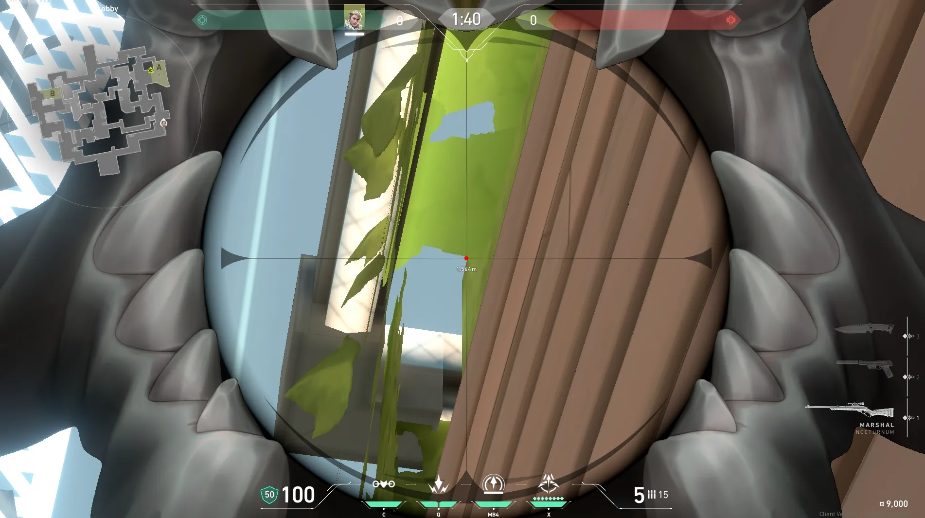 Sova Shock Bolt on Split Attack Site A — step 3 of 5: Aim — line up the shot