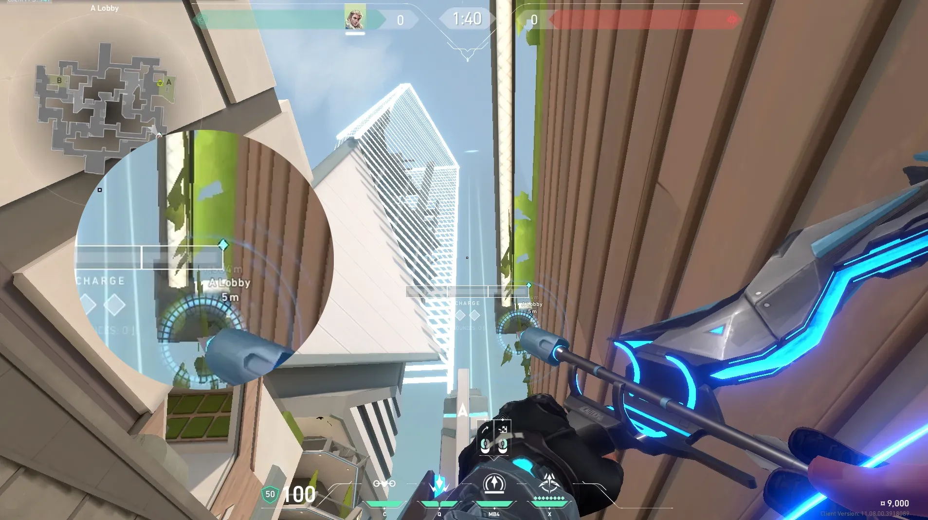 Sova Shock Bolt on Split Attack Site A — step 4 of 5: Aim — line up the shot