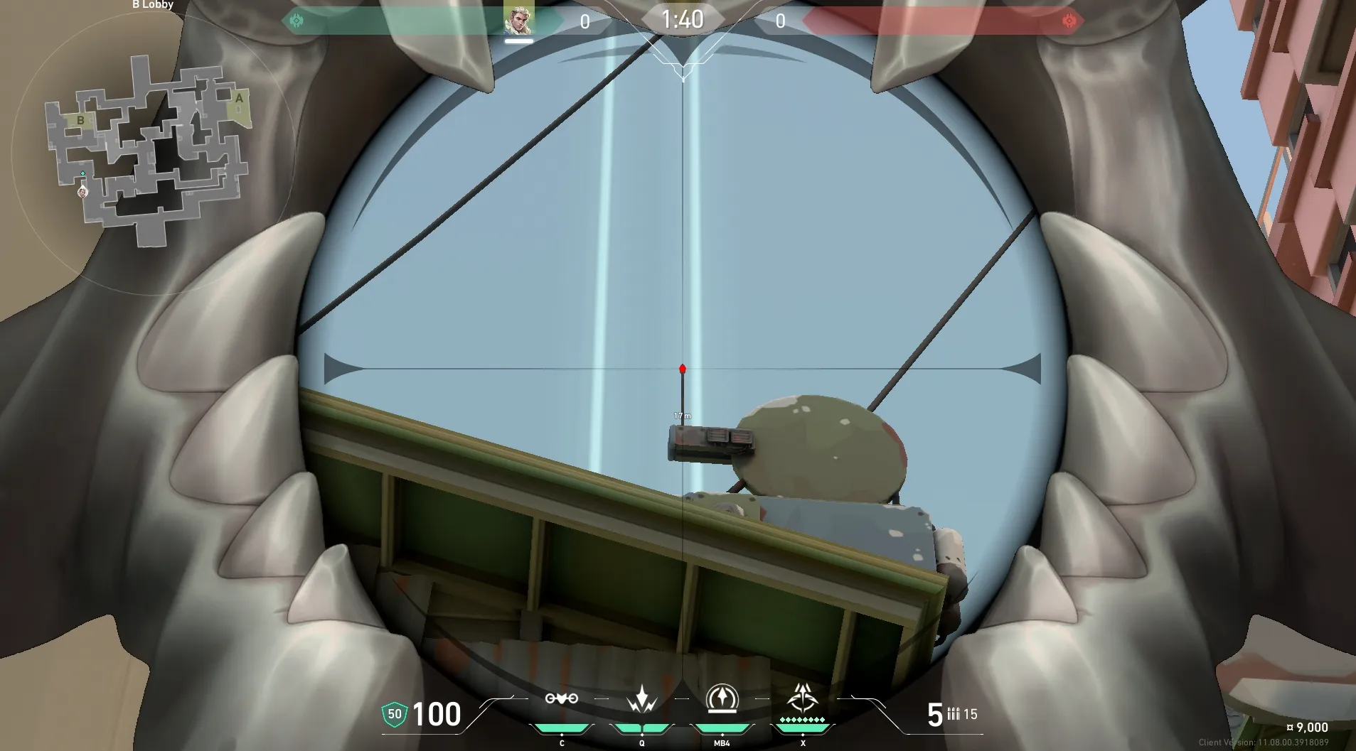 Sova Shock Bolt on Split Attack Site B — step 3 of 5: Aim — line up the shot