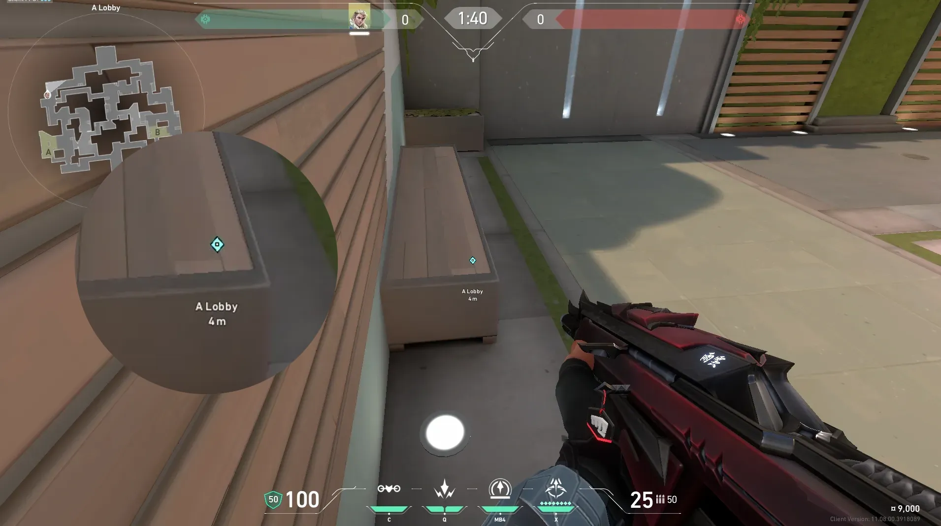Sova Recon Bolt on Split Attack Site A — step 2 of 4: Aim — line up the shot