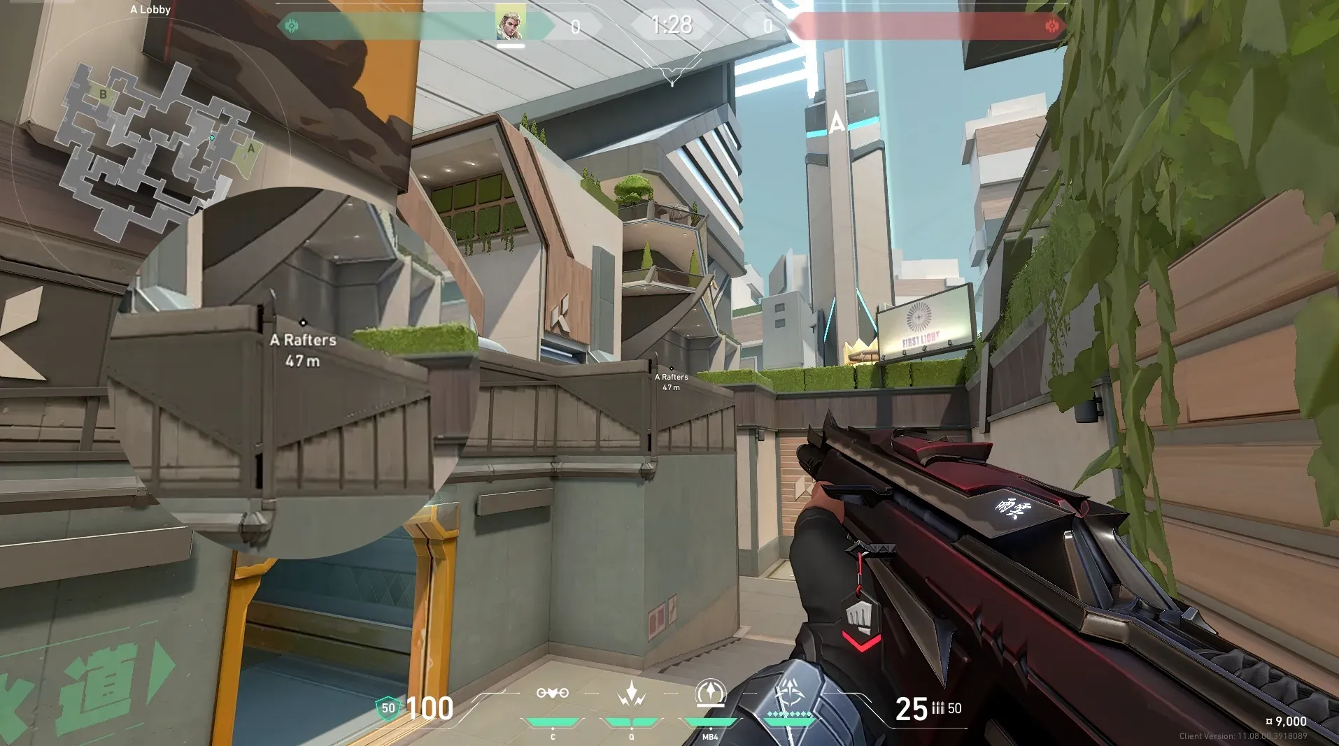 Sova Recon Bolt on Split Attack Site A — step 3 of 6: Aim — line up the shot