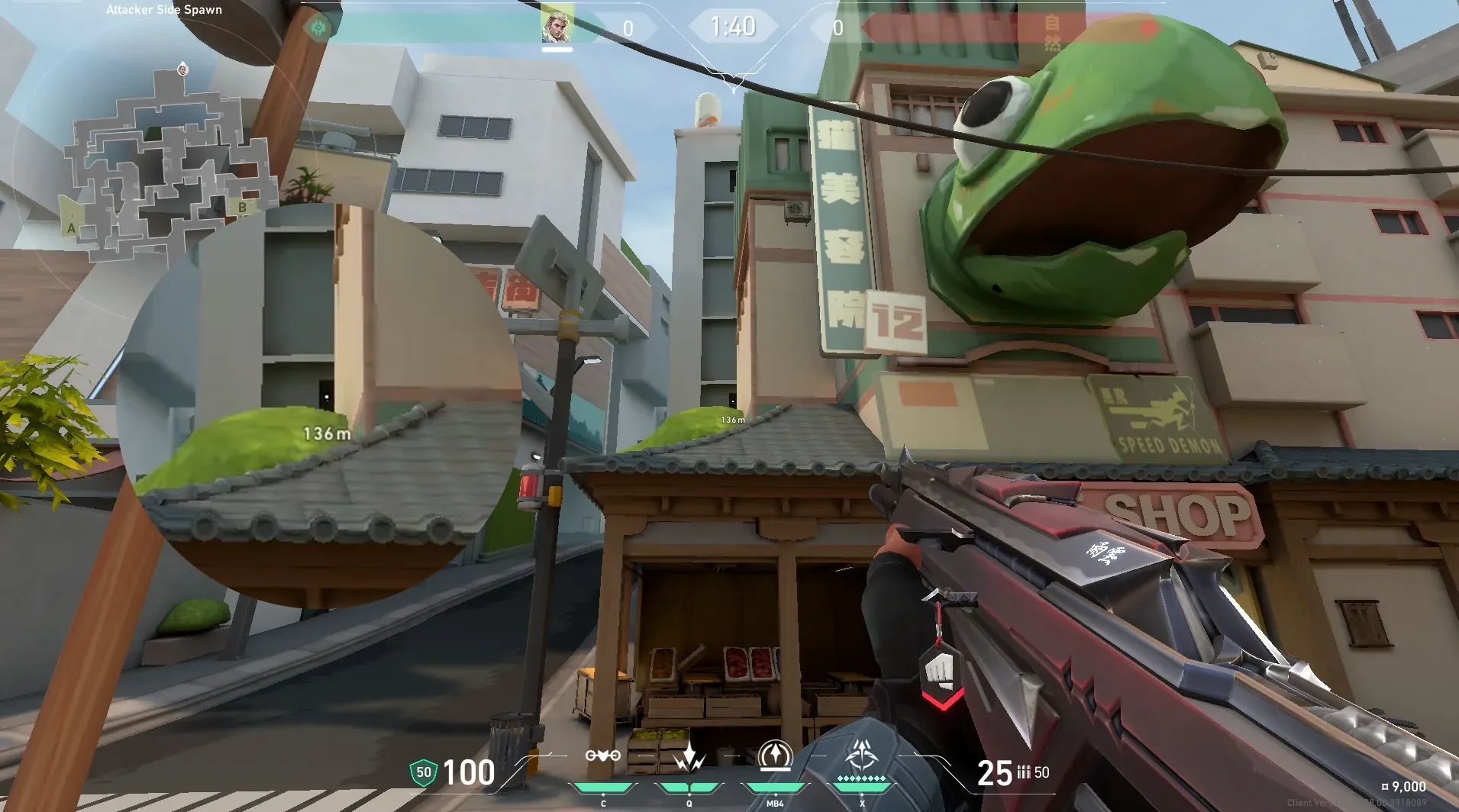 Sova Recon Bolt on Split Attack Mid — step 2 of 4: Aim — line up the shot