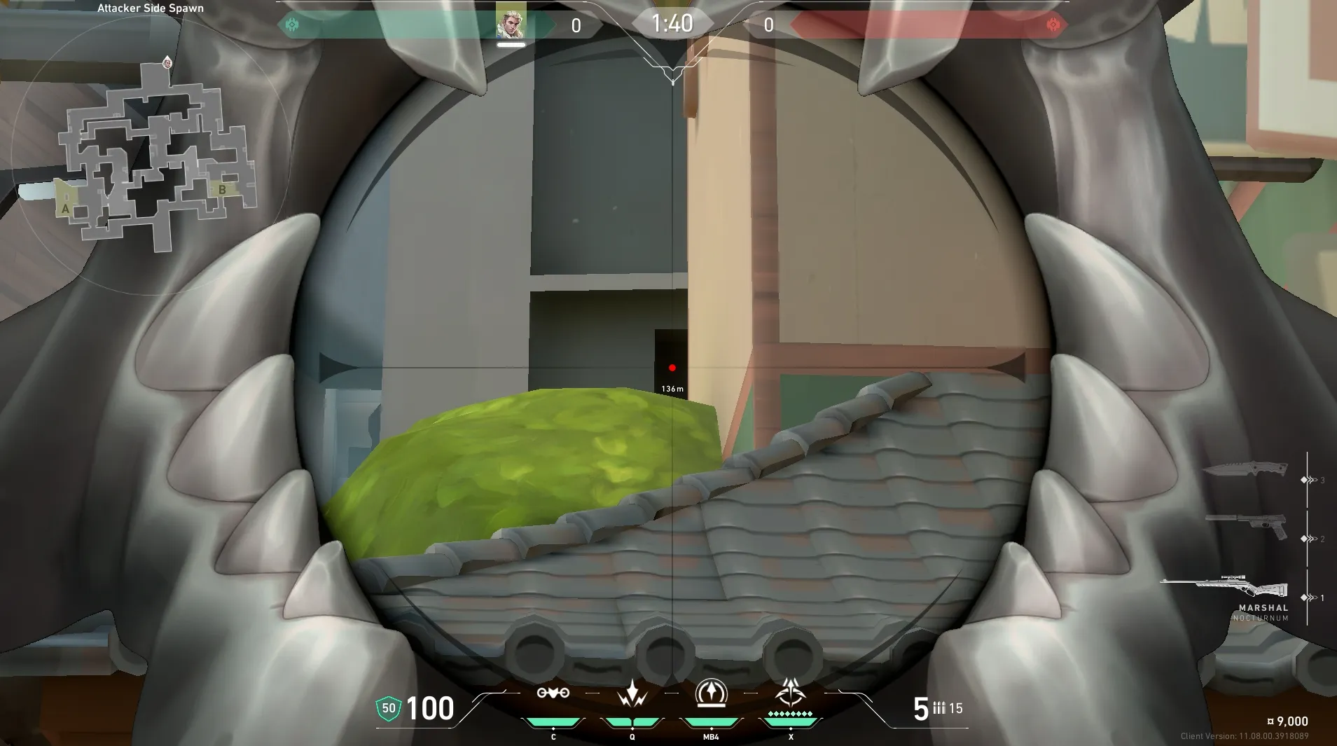 Sova Recon Bolt on Split Attack Mid — step 3 of 4: Aim — line up the shot