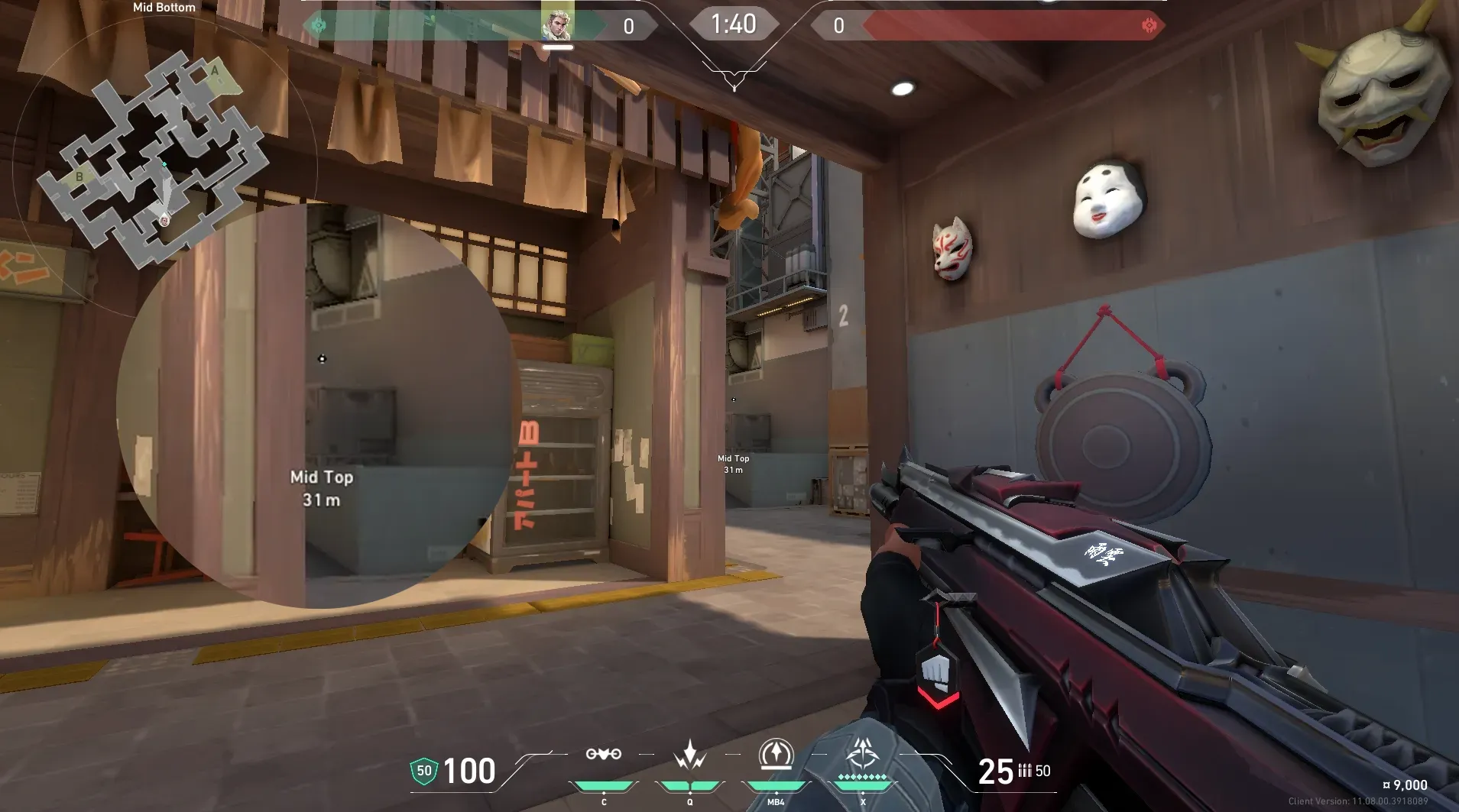 Sova Recon Bolt on Split Attack Mid — step 2 of 4: Aim — line up the shot