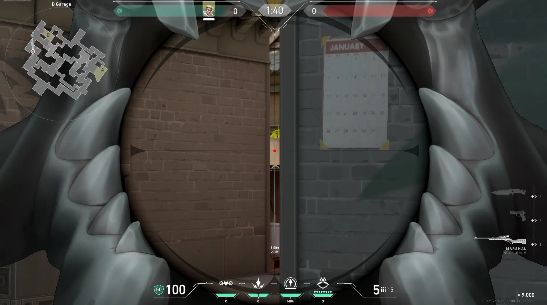 Sova Shock Bolt on Split Attack Site B — step 3 of 4: Aim — line up the shot