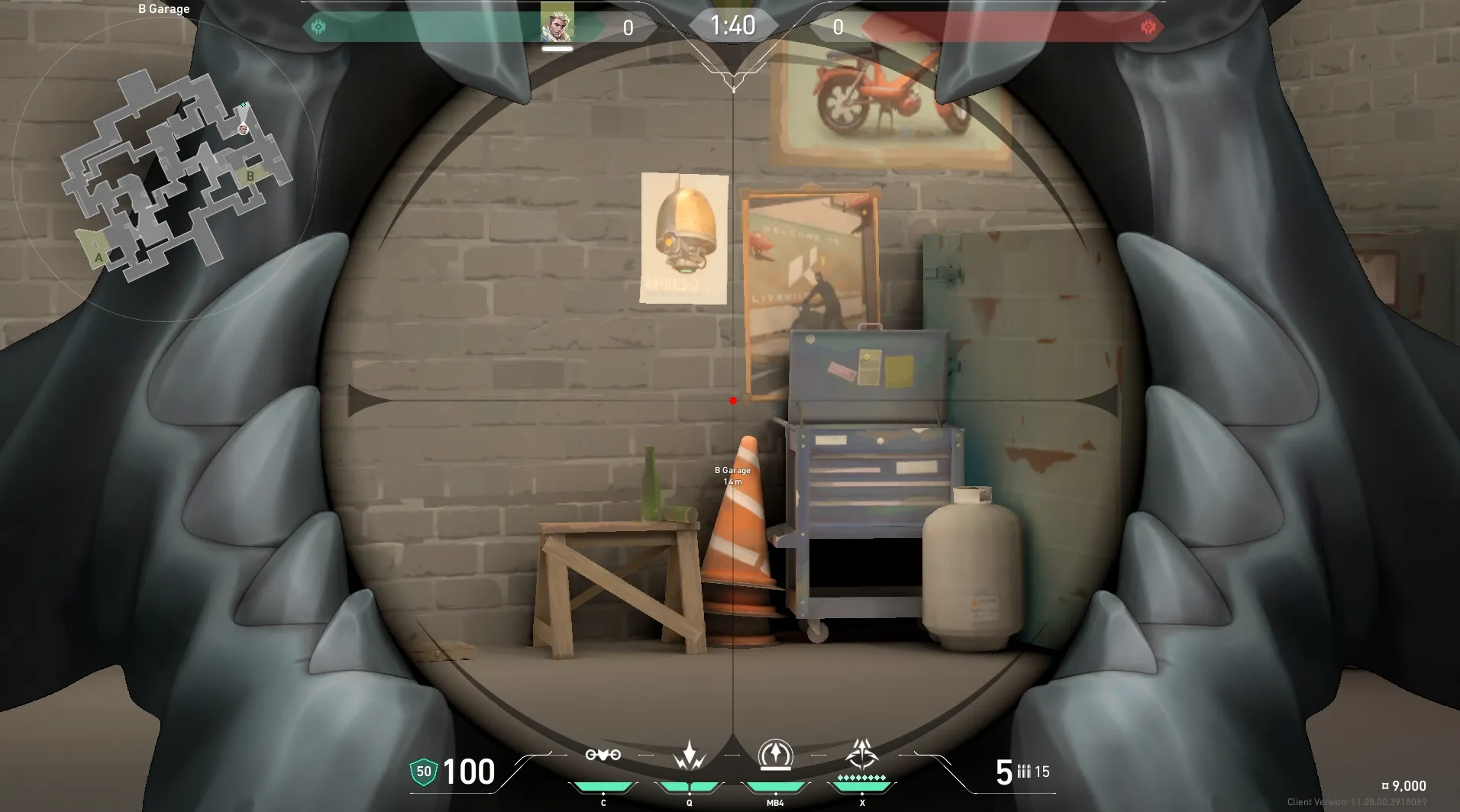 Sova Recon Bolt on Split Attack Site B — step 3 of 5: Aim — line up the shot