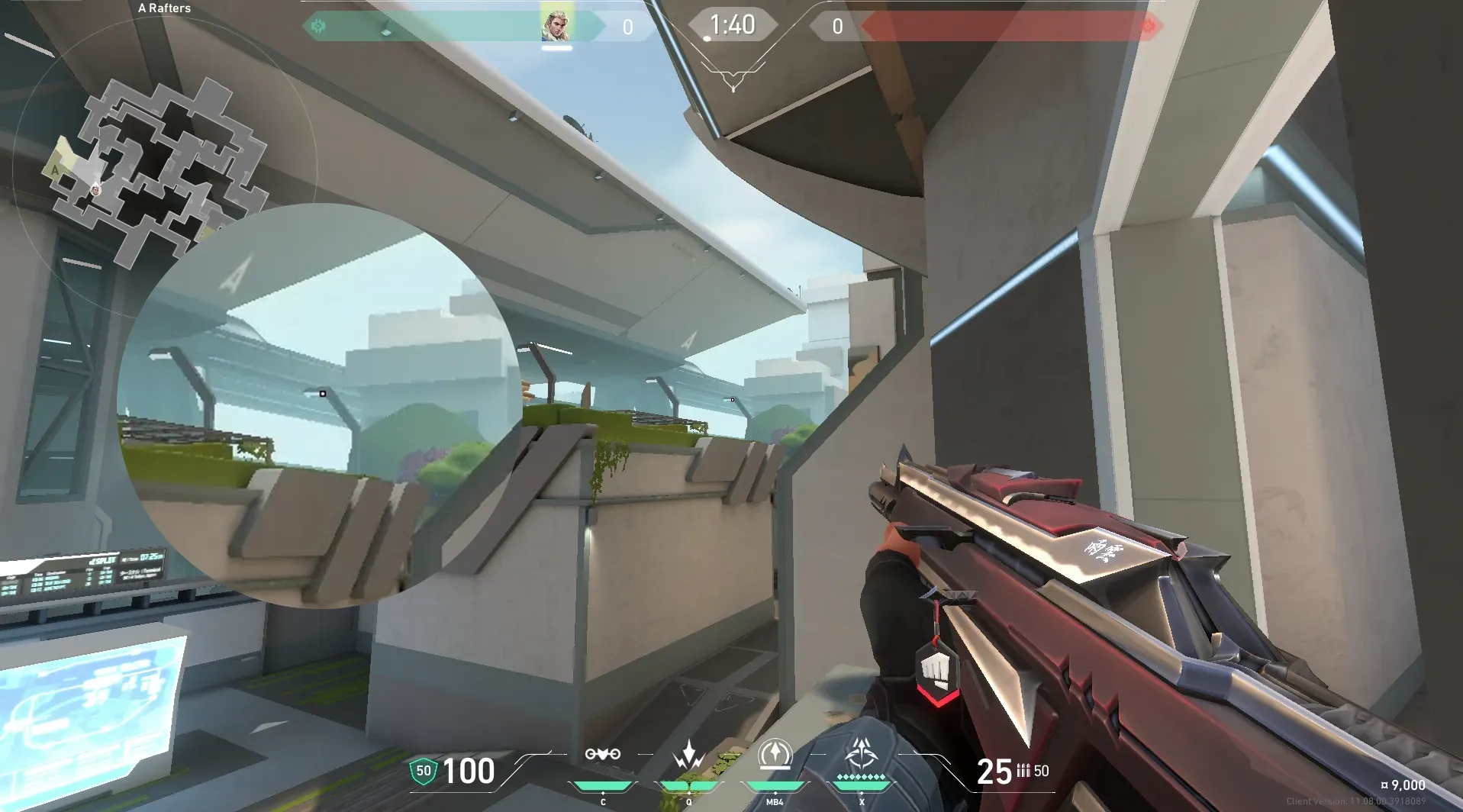 Sova Recon Bolt on Split Defense Site A — step 2 of 5: Aim — line up the shot