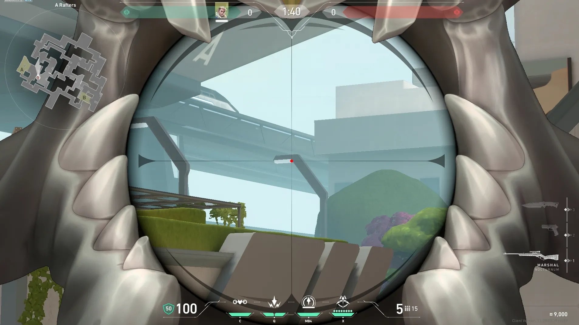 Sova Recon Bolt on Split Defense Site A — step 3 of 5: Aim — line up the shot