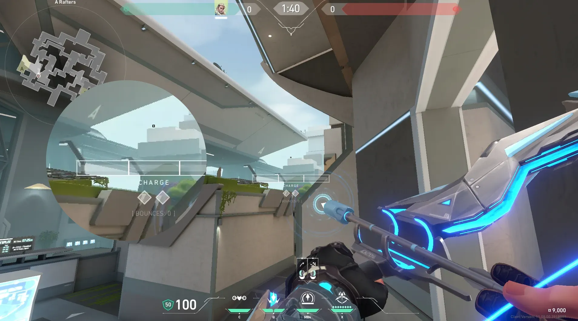 Sova Recon Bolt on Split Defense Site A — step 4 of 5: Aim — line up the shot
