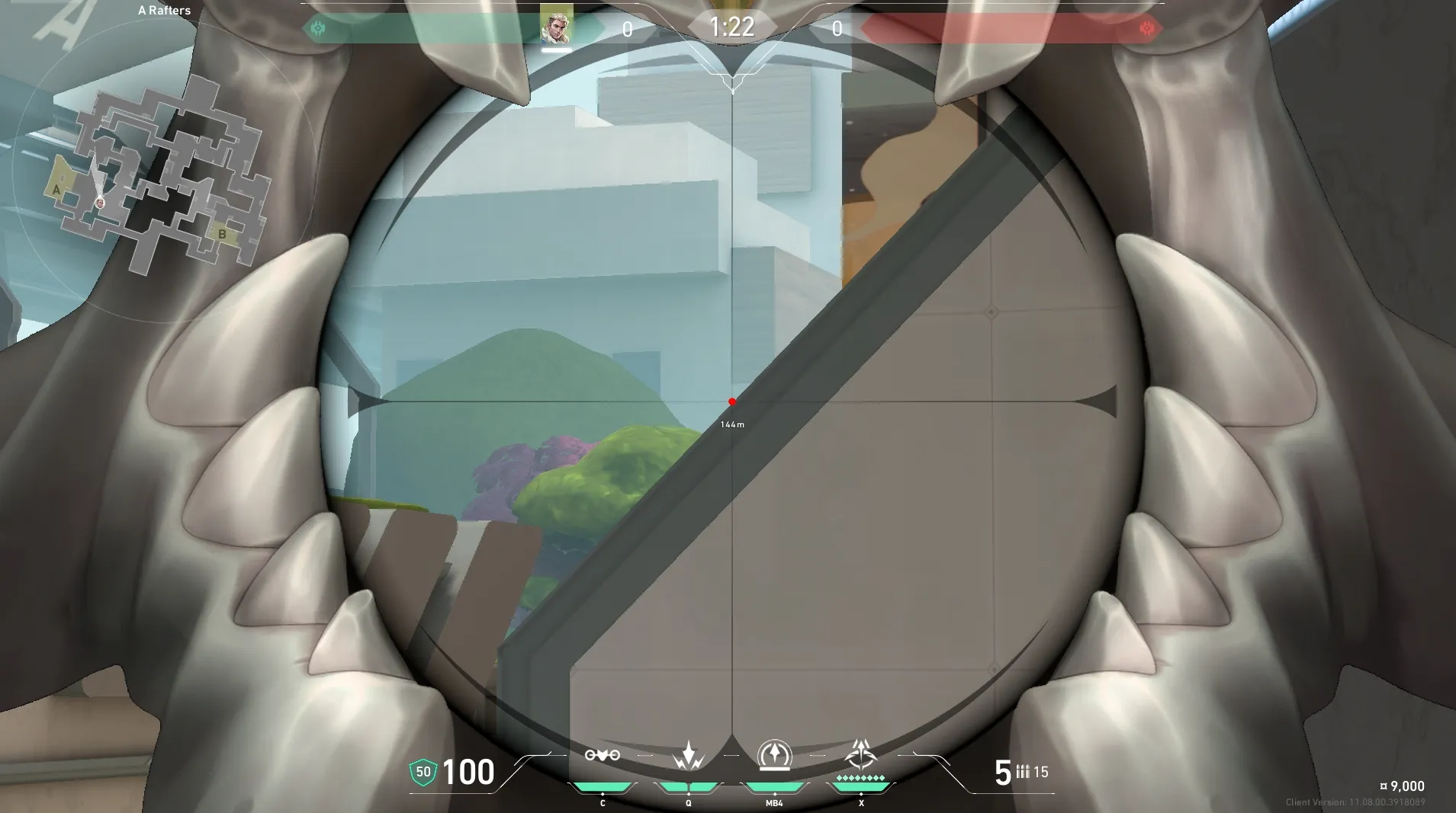 Sova Recon Bolt on Split Defense Site A — step 3 of 5: Aim — line up the shot