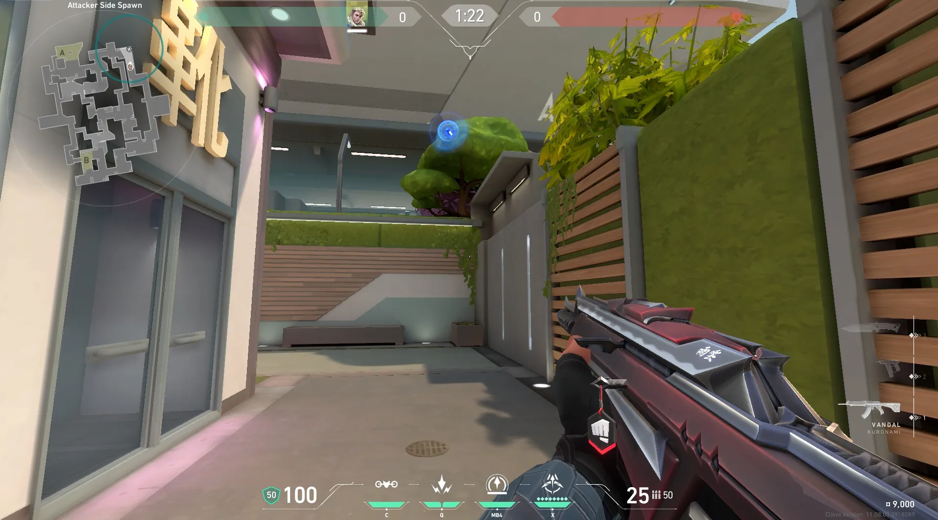 Sova Recon Bolt on Split Defense Site A — step 4 of 5: Aim — line up the shot