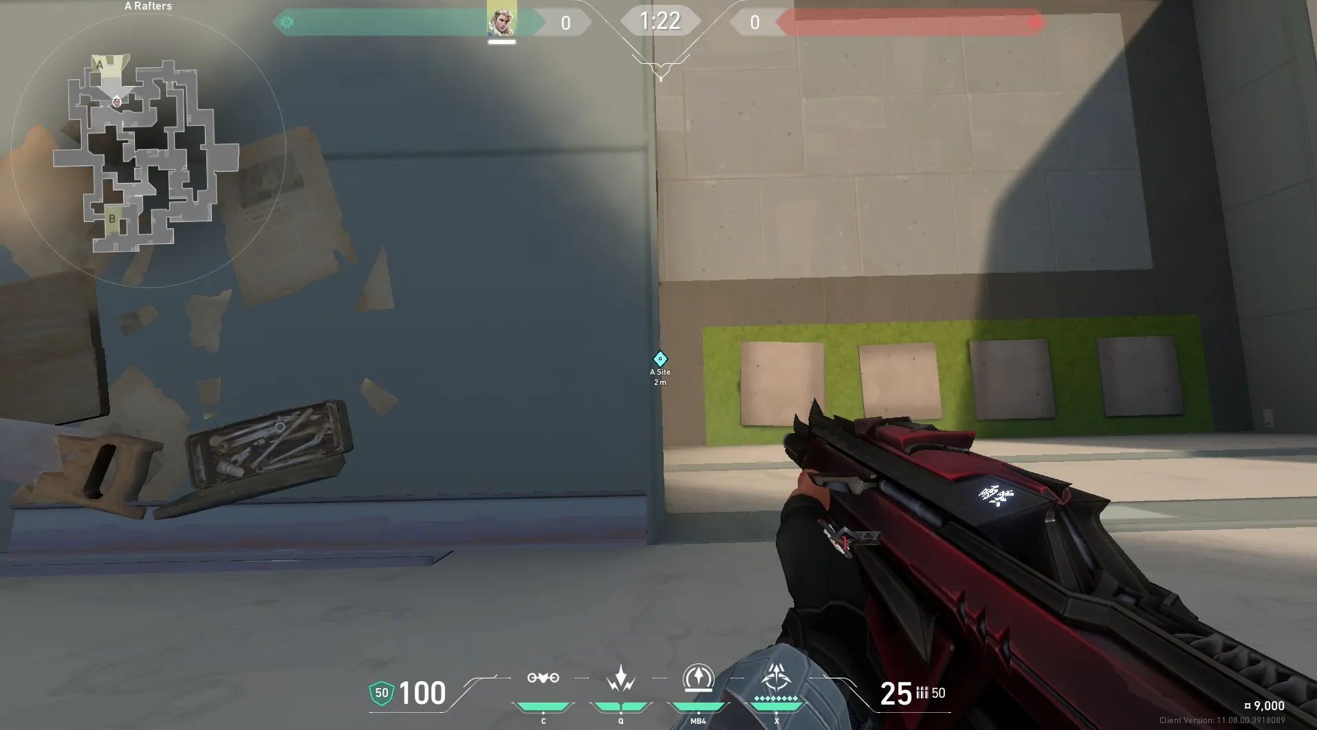 Sova Recon Bolt on Split Defense Site A — step 2 of 6: Aim — line up the shot