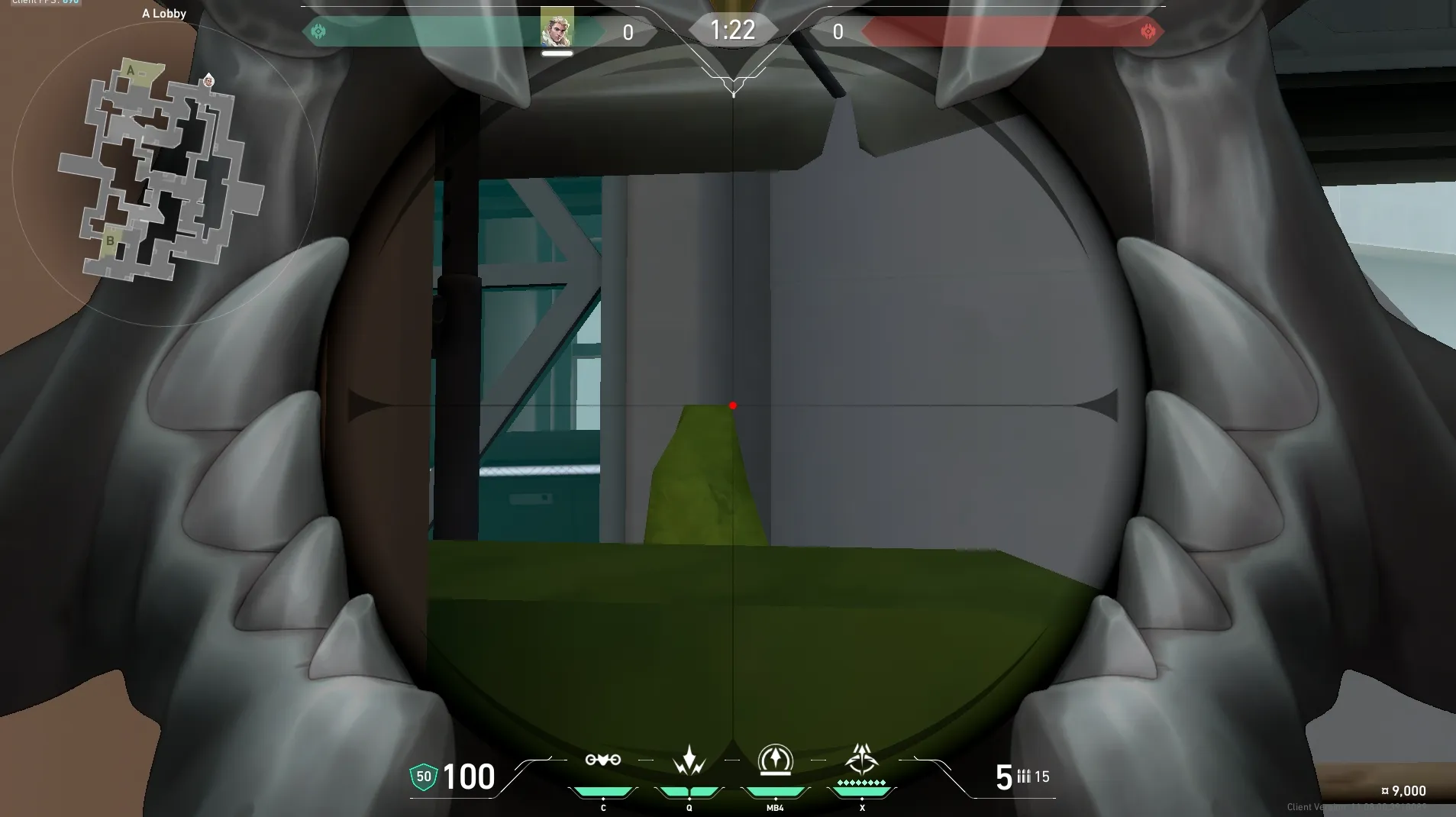 Sova Recon Bolt on Split Attack Site A — step 3 of 5: Aim — line up the shot