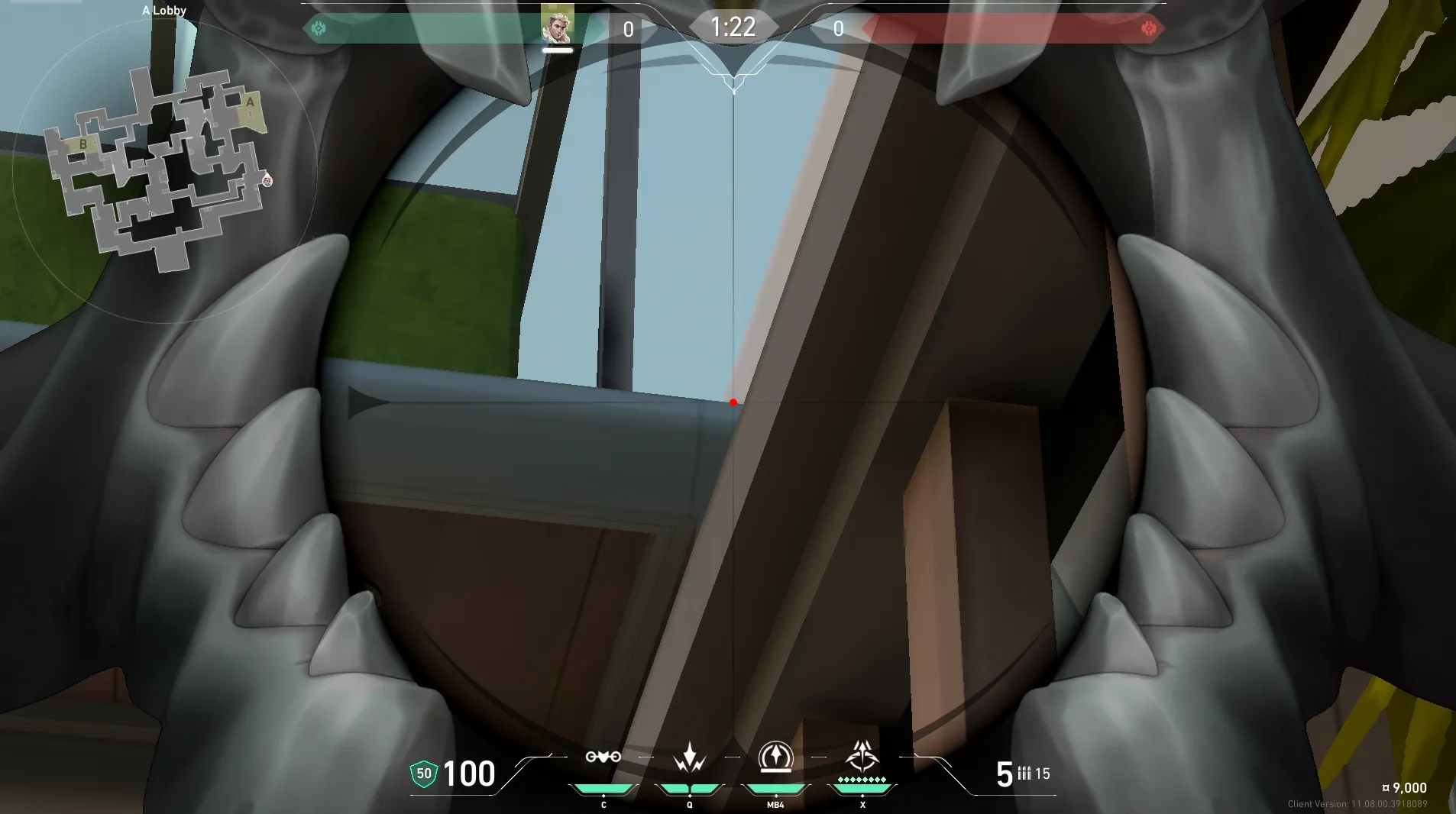 Sova Recon Bolt on Split Attack Site A — step 3 of 5: Aim — line up the shot