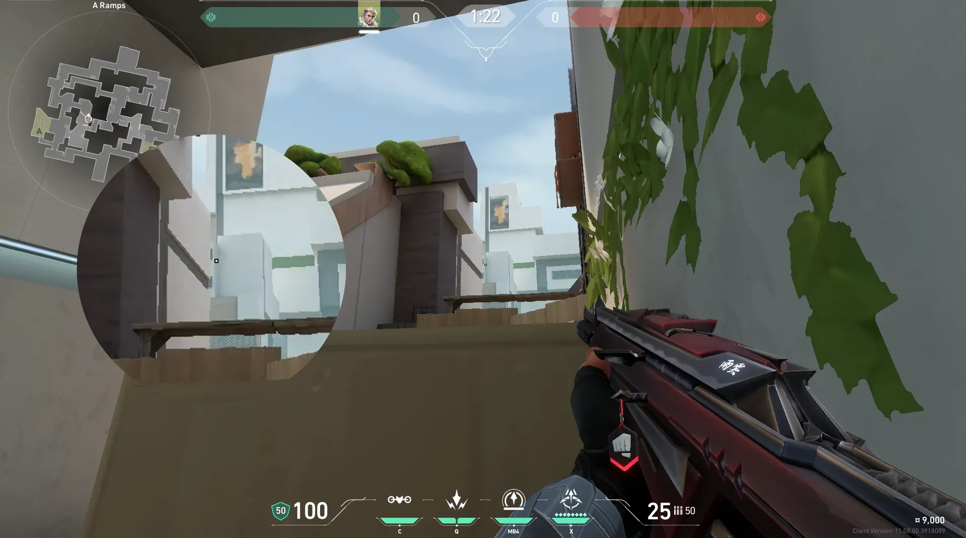 Sova Recon Bolt on Split Attack Site A — step 2 of 5: Aim — line up the shot