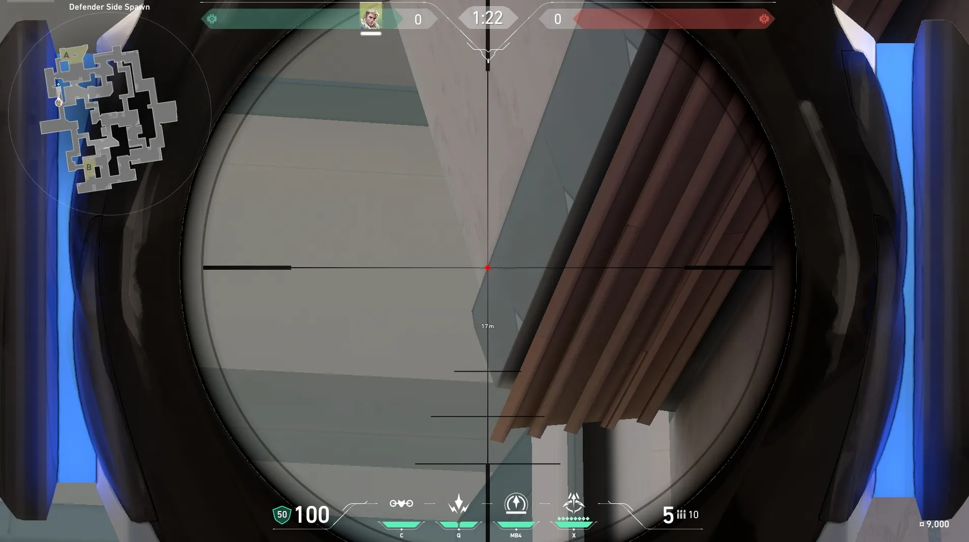 Sova Recon Bolt on Split Defense Site A — step 4 of 5: Aim — line up the shot