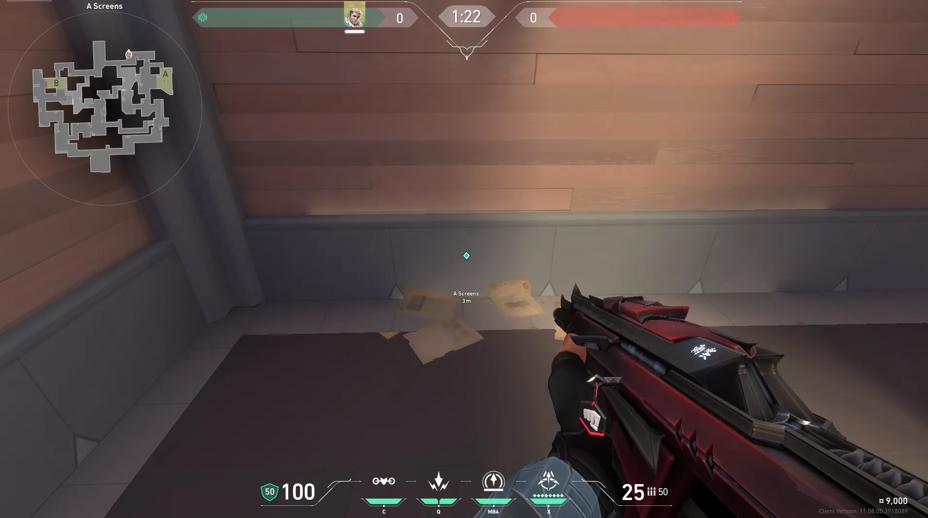 Sova Recon Bolt on Split Defense Site A — step 2 of 6: Aim — line up the shot