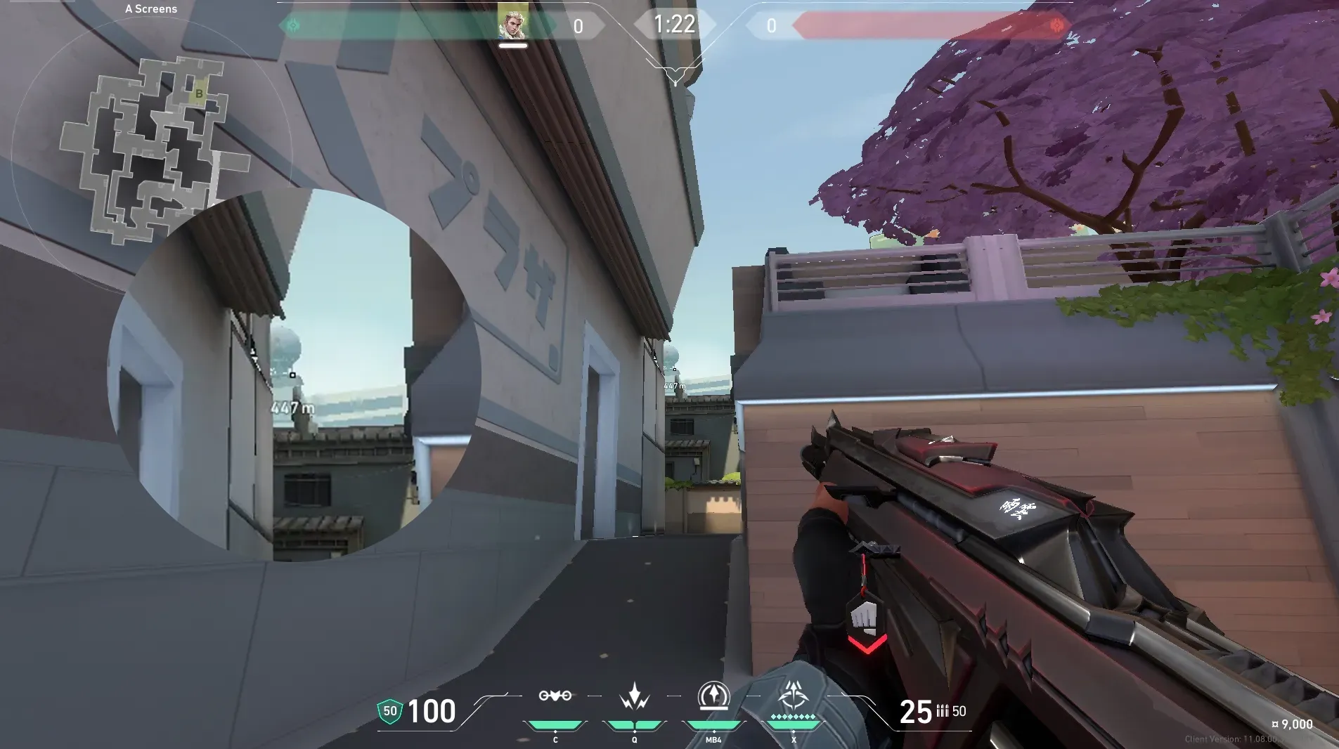 Sova Recon Bolt on Split Defense Site B — step 2 of 5: Aim — line up the shot