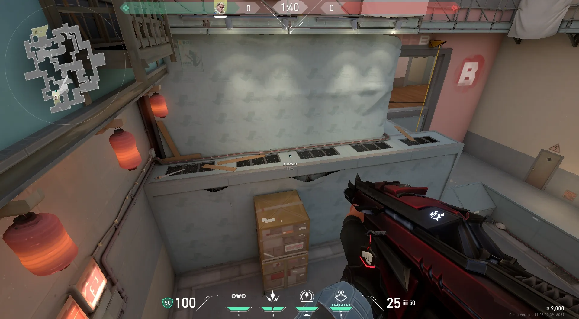 Sova Recon Bolt on Split Defense Site B — step 1 of 5: Position — where to stand