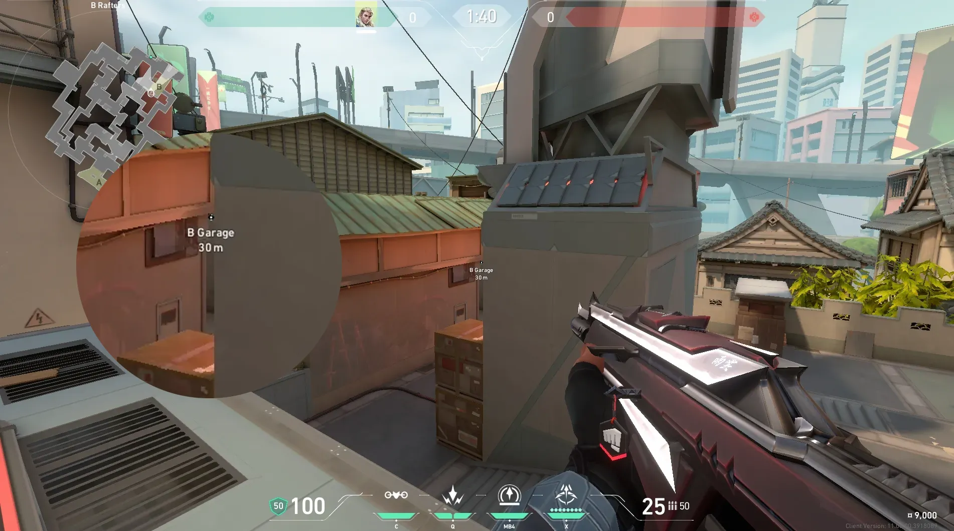 Sova Recon Bolt on Split Defense Site B — step 3 of 5: Aim — line up the shot