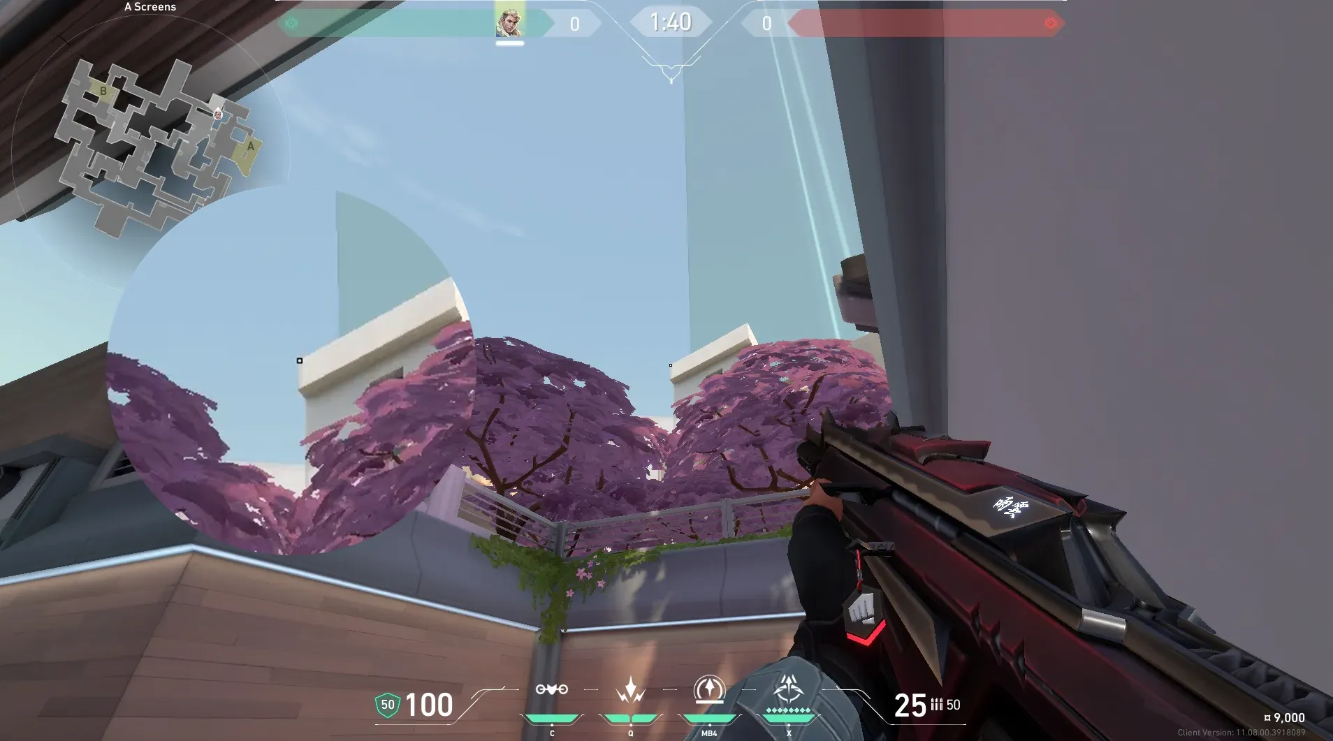 Sova Recon Bolt on Split Defense Site B — step 2 of 5: Aim — line up the shot