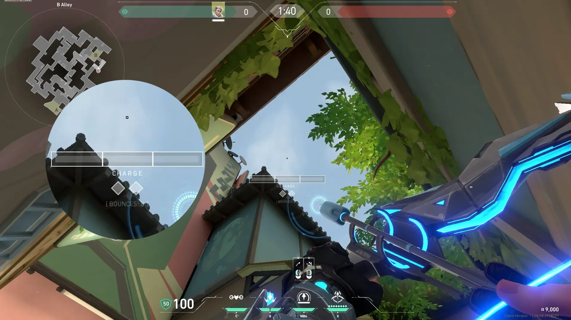 Sova Recon Bolt on Split Defense Site B — step 4 of 6: Aim — line up the shot