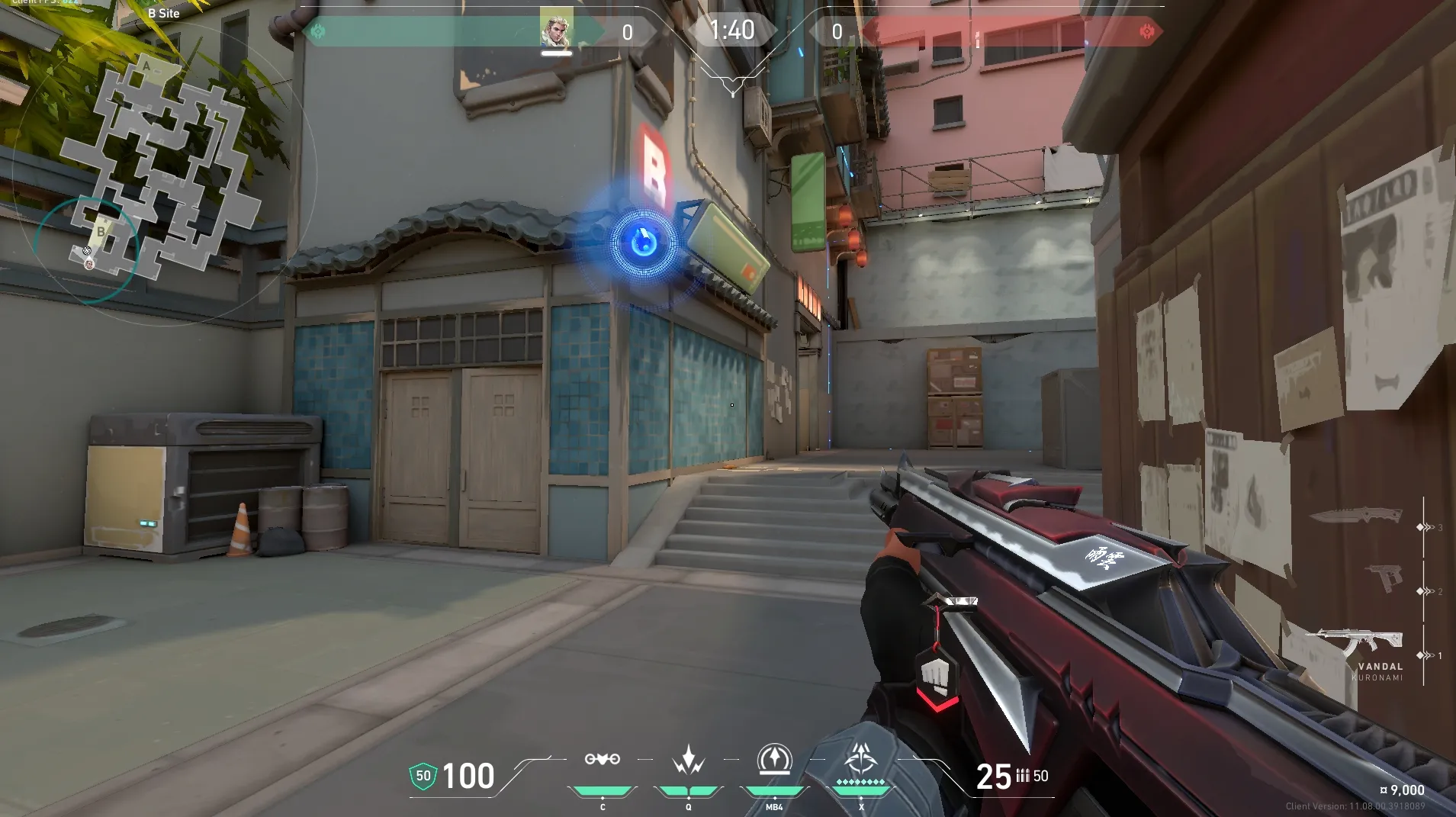 Sova Recon Bolt on Split Attack Site B — step 5 of 6: Aim — line up the shot