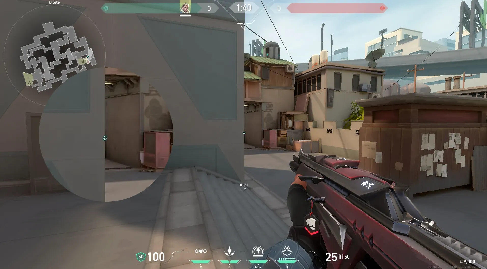 Sova Recon Bolt on Split Defense Mid — step 2 of 5: Aim — line up the shot