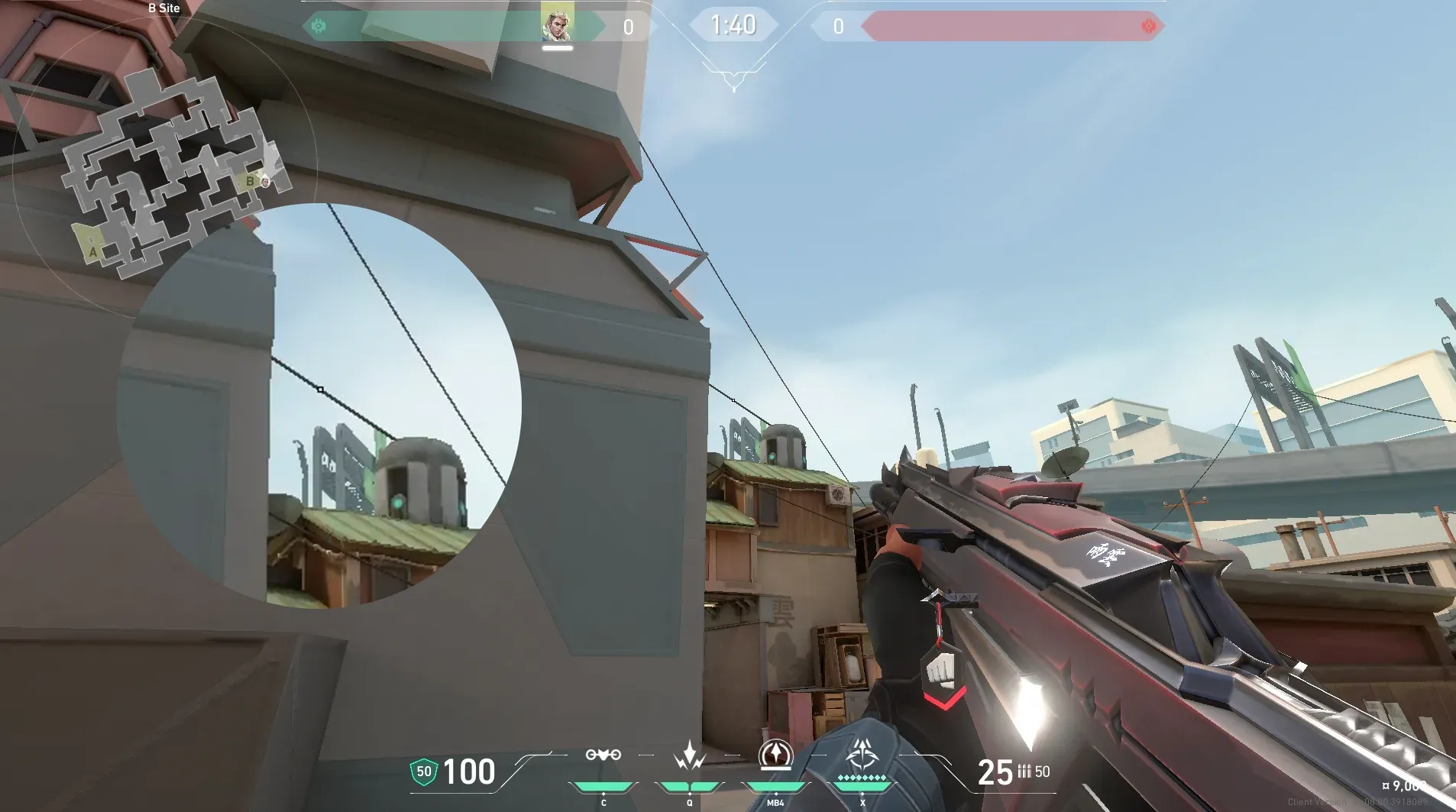 Sova Recon Bolt on Split Defense Mid — step 3 of 5: Aim — line up the shot