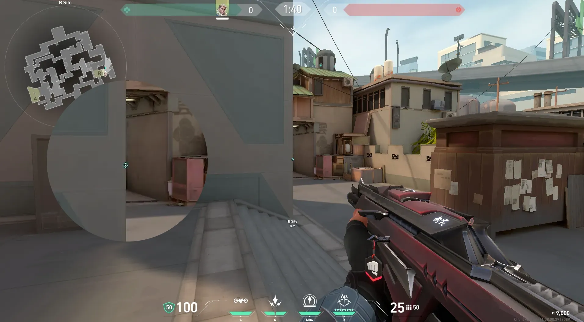 Sova Recon Bolt on Split Defense Mid — step 2 of 5: Aim — line up the shot