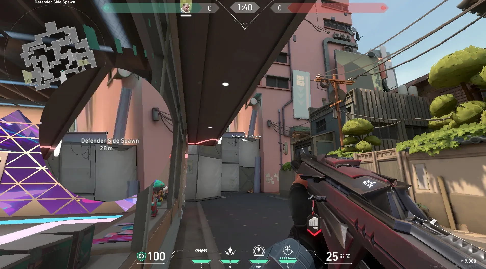 Sova Recon Bolt on Split Defense Mid — step 2 of 5: Aim — line up the shot