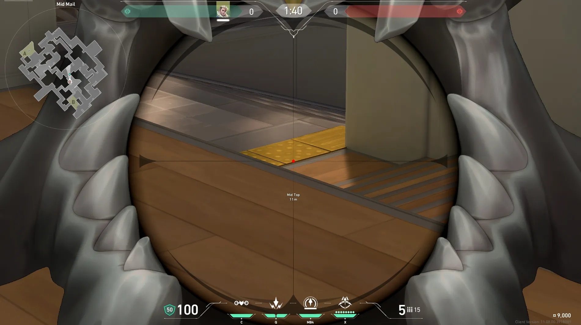 Sova Recon Bolt on Split Defense Mid — step 3 of 5: Aim — line up the shot